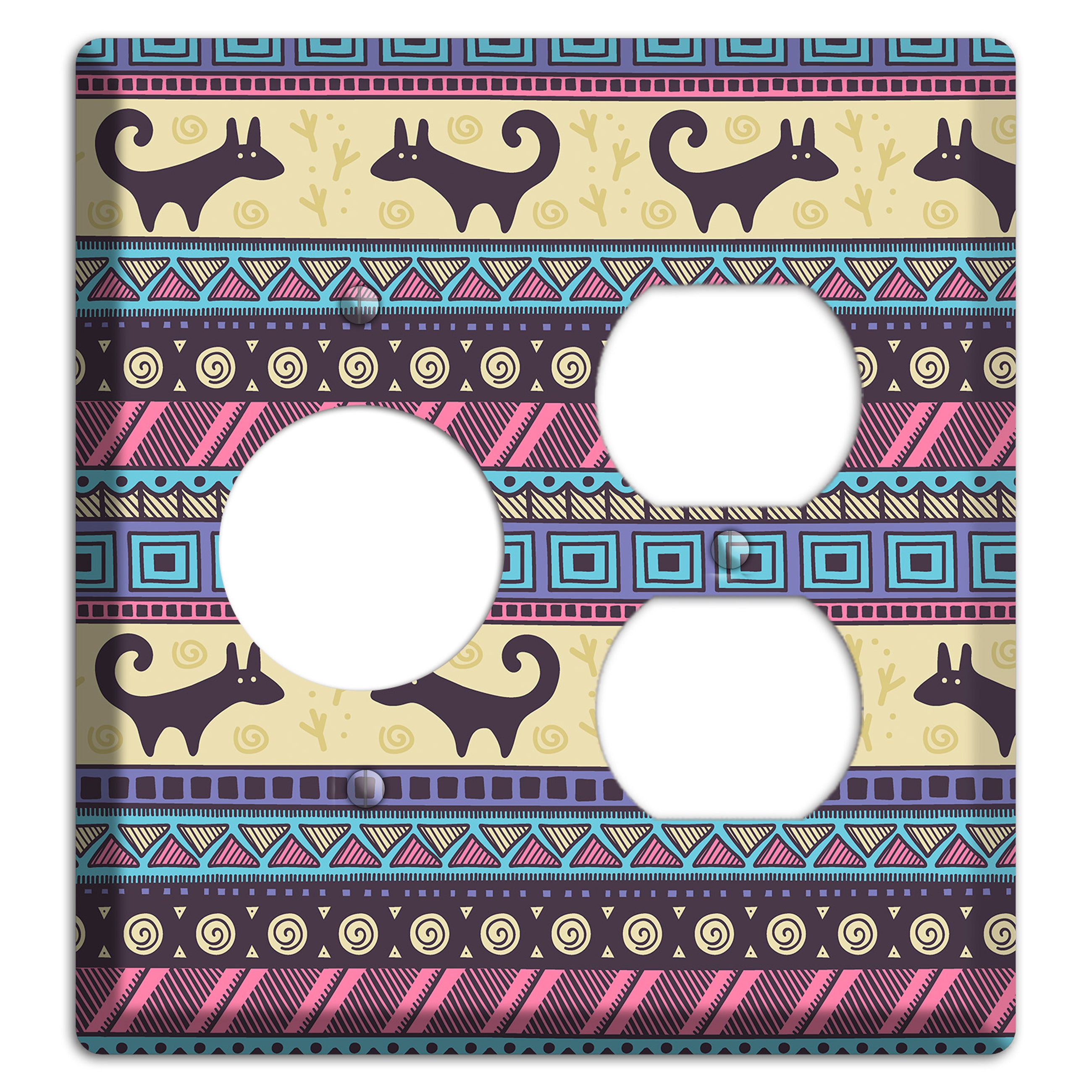 Folk Fox Stripes Receptacle / Duplex Wallplate