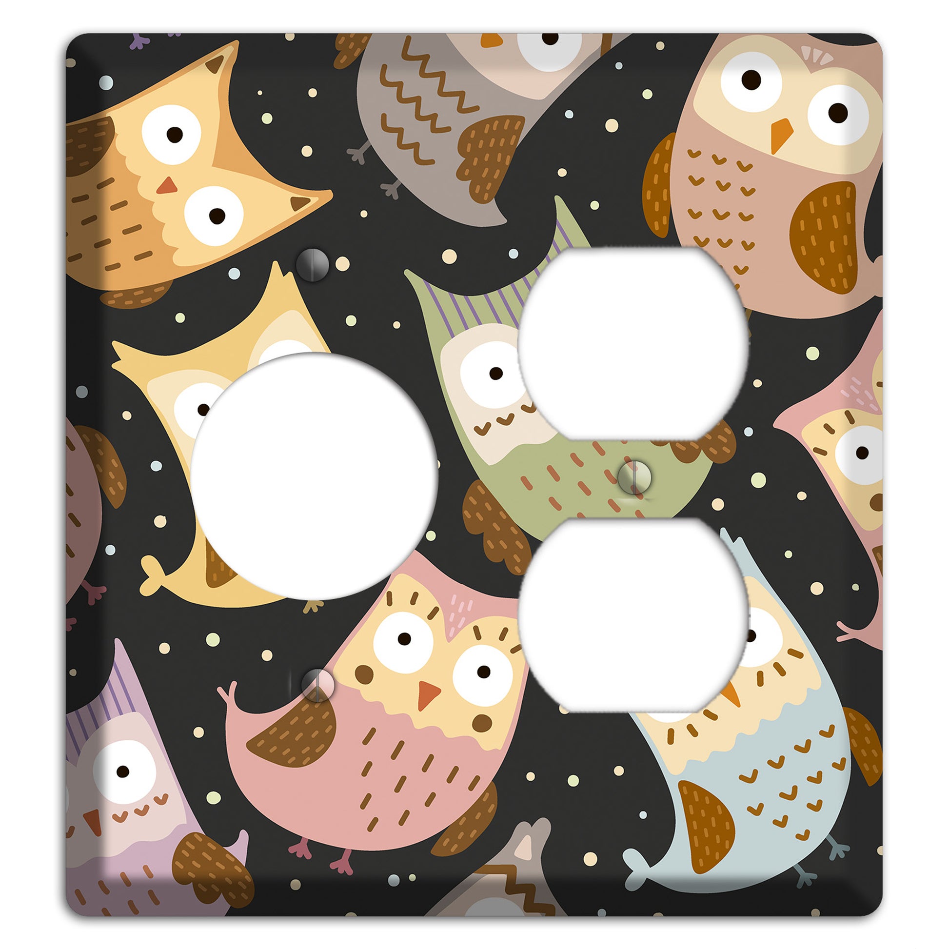 Sleepy Owls (Charcoal) Receptacle / Duplex Wallplate