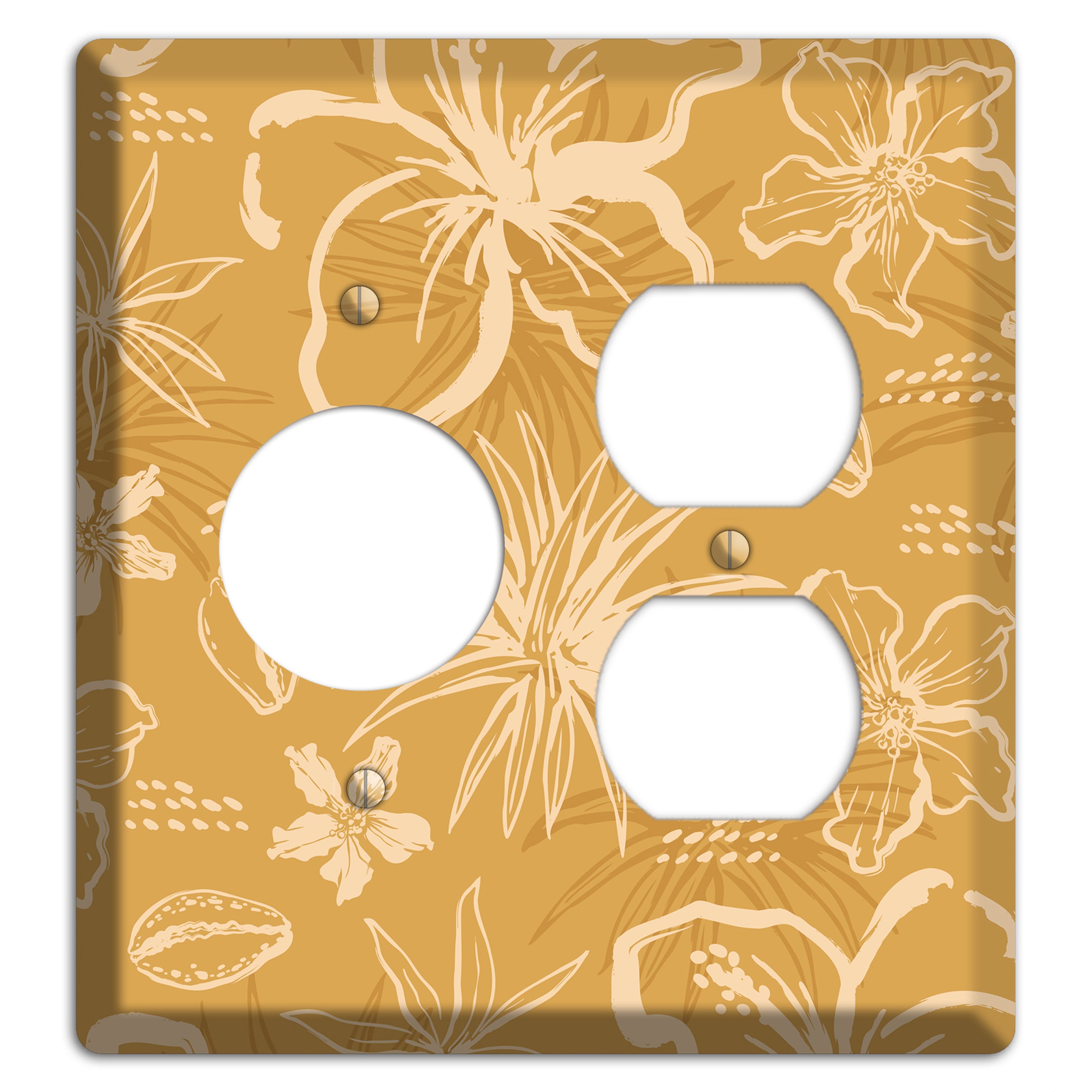 Golden Hibiscus Drift Receptacle / Duplex Wallplate