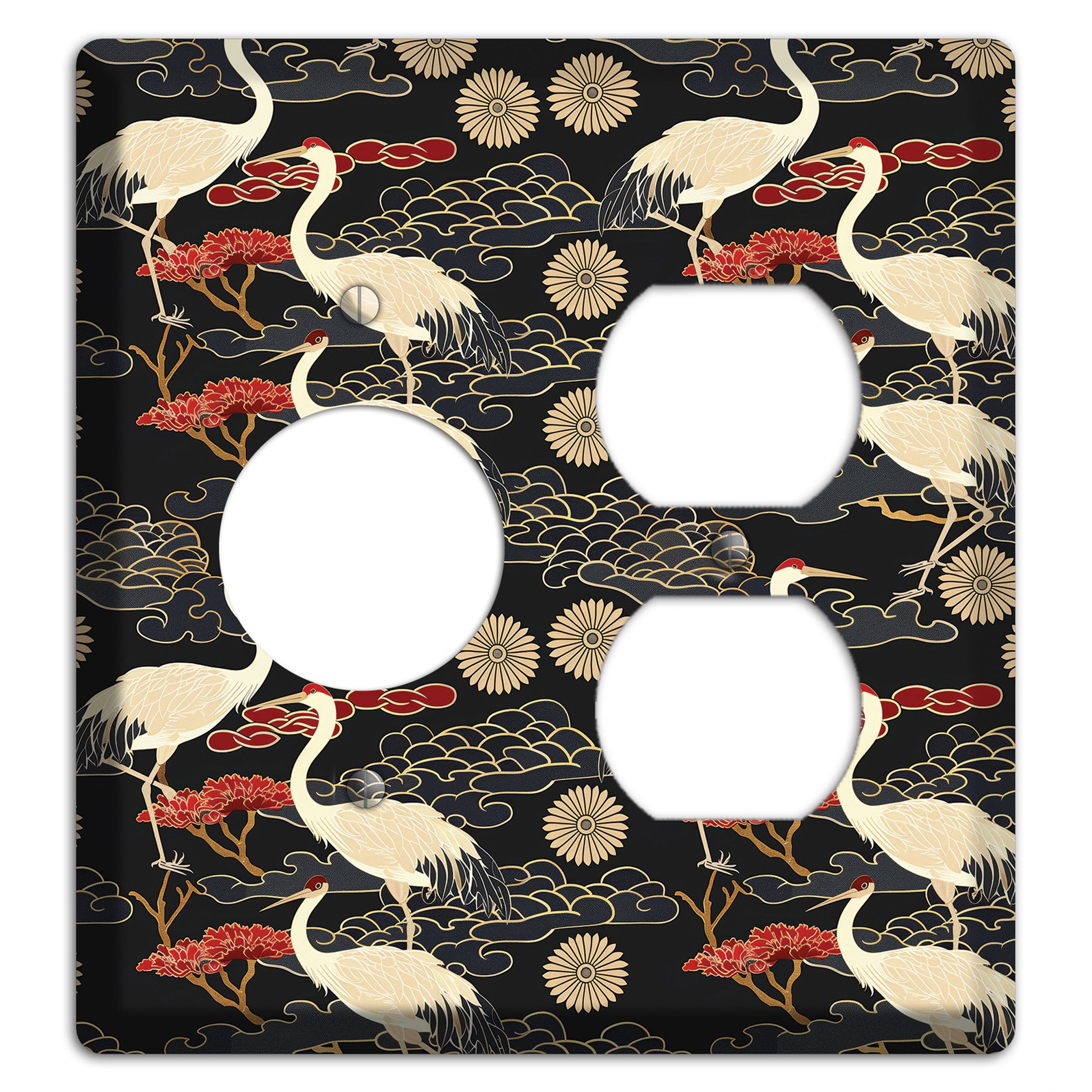 Obsidian Crane Procession Receptacle / Duplex Wallplate