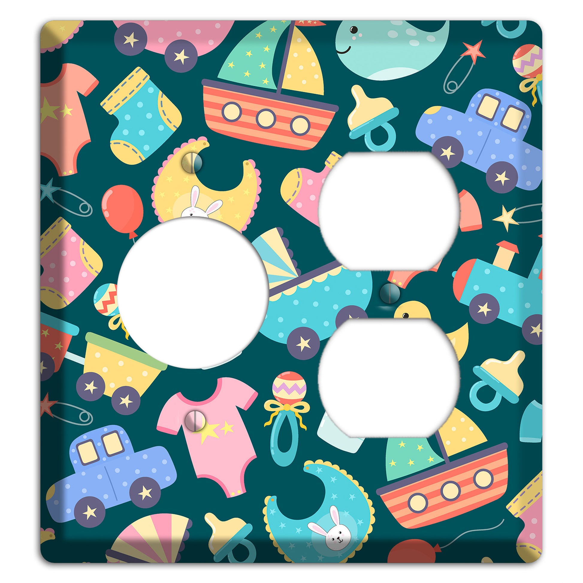 Baby Parade (Teal) Receptacle / Duplex Wallplate