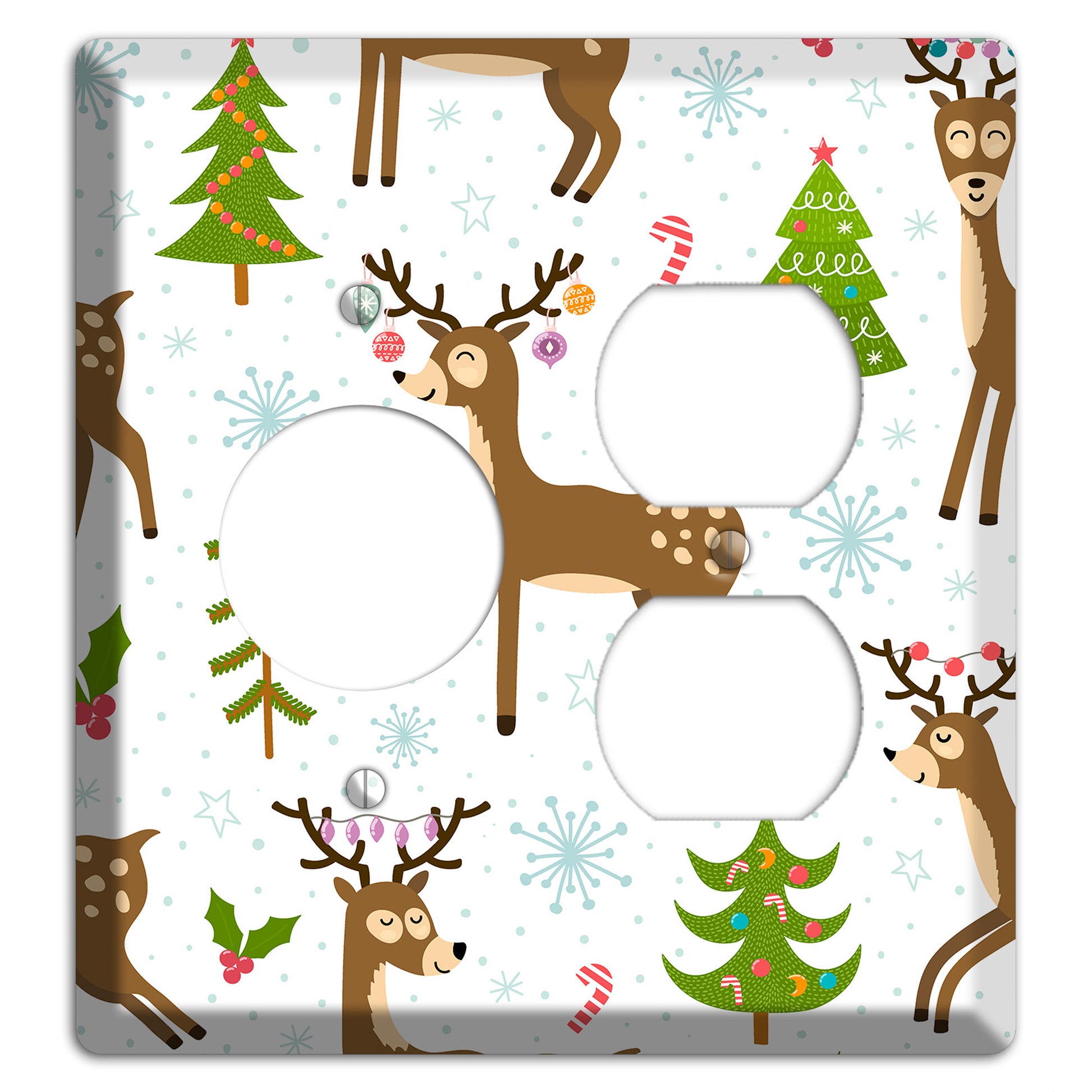 Reindeer Parade (White) Receptacle / Duplex Wallplate