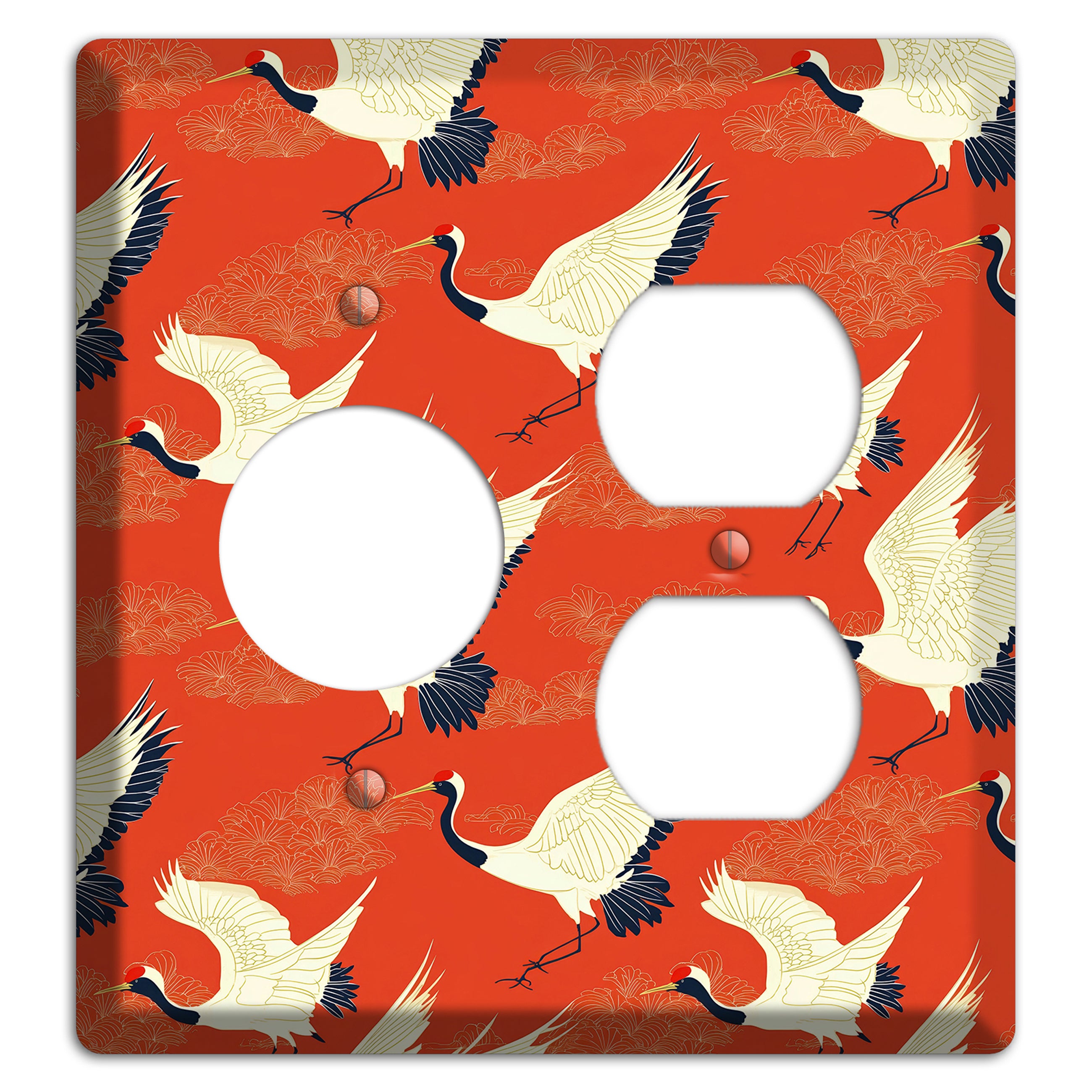 Vermillion Crane Flight Receptacle / Duplex Wallplate