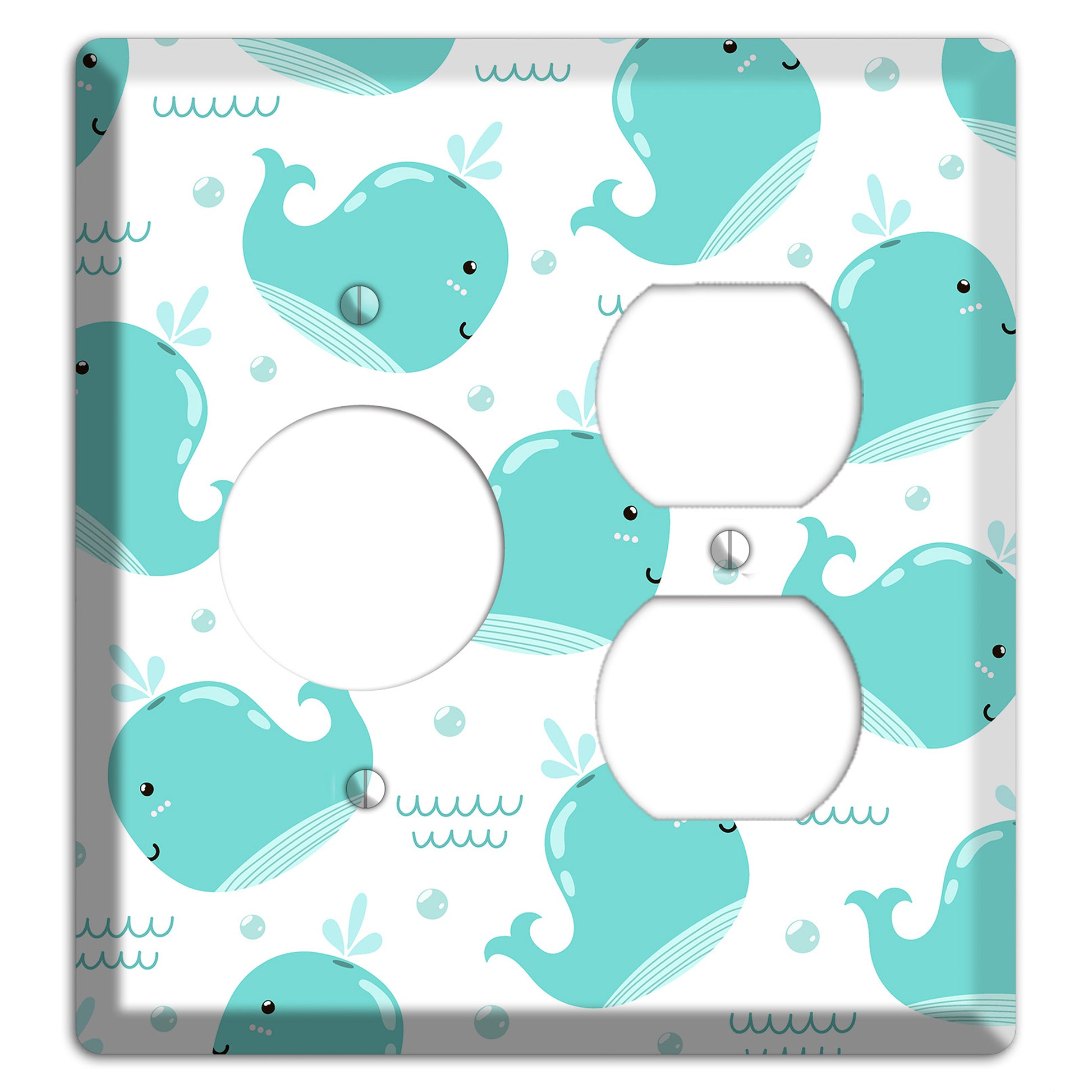 Happy Whales (White) Receptacle / Duplex Wallplate
