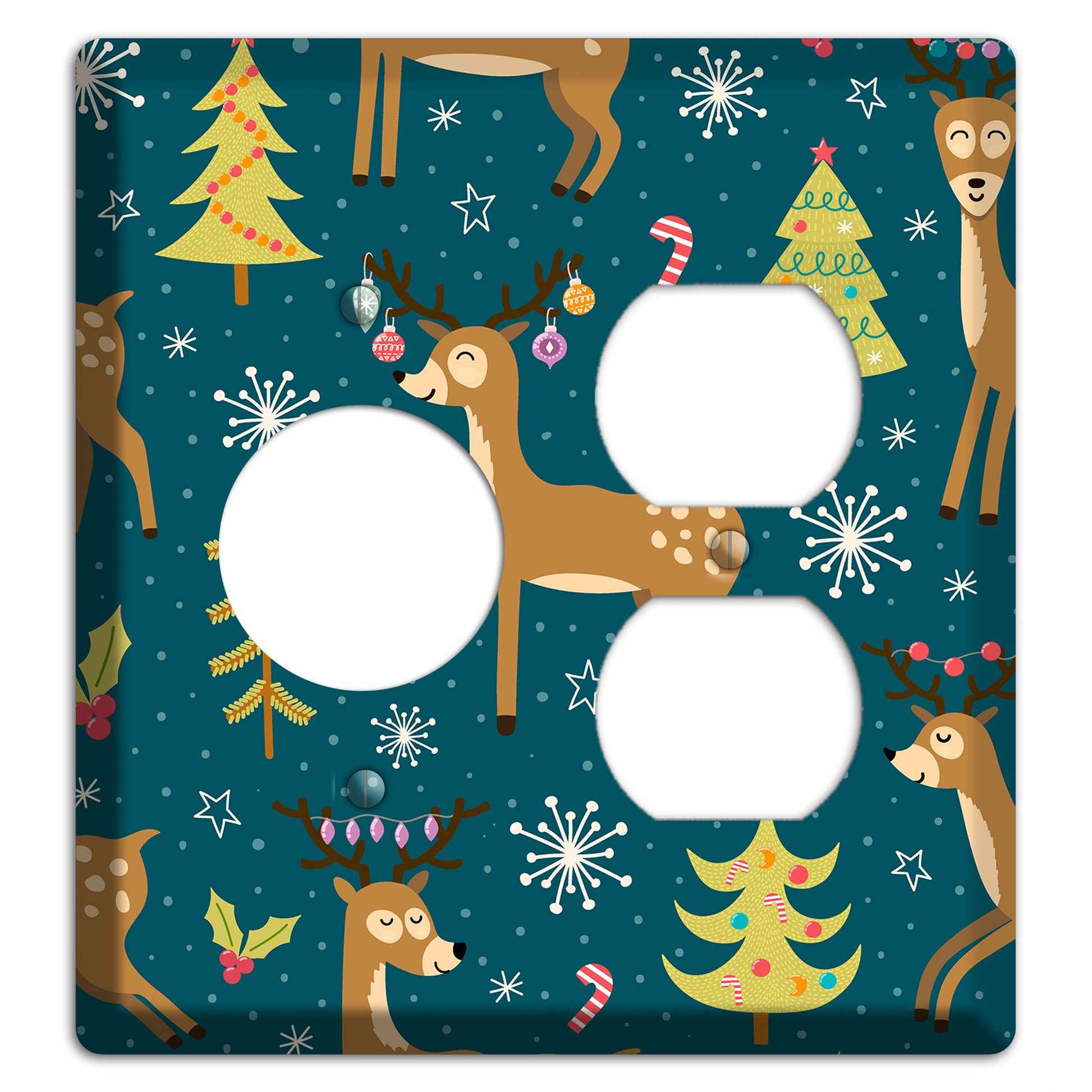 Reindeer Parade (Teal) Receptacle / Duplex Wallplate