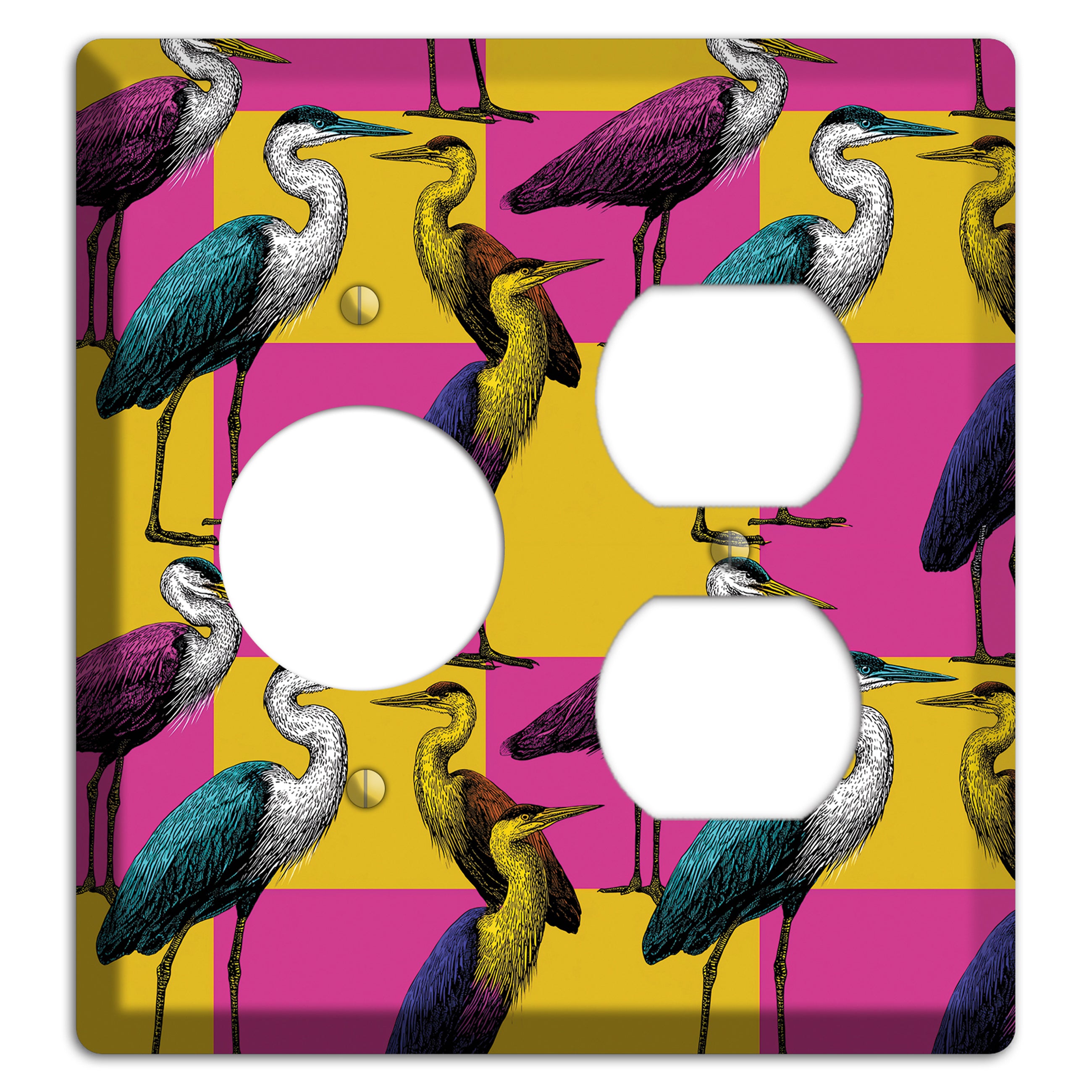 Magenta Heron Grid Receptacle / Duplex Wallplate