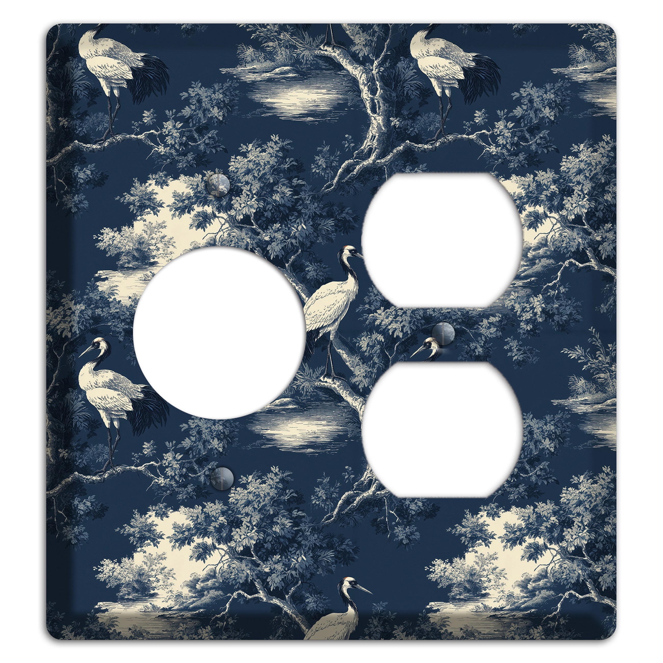 Midnight Crane Toile Receptacle / Duplex Wallplate