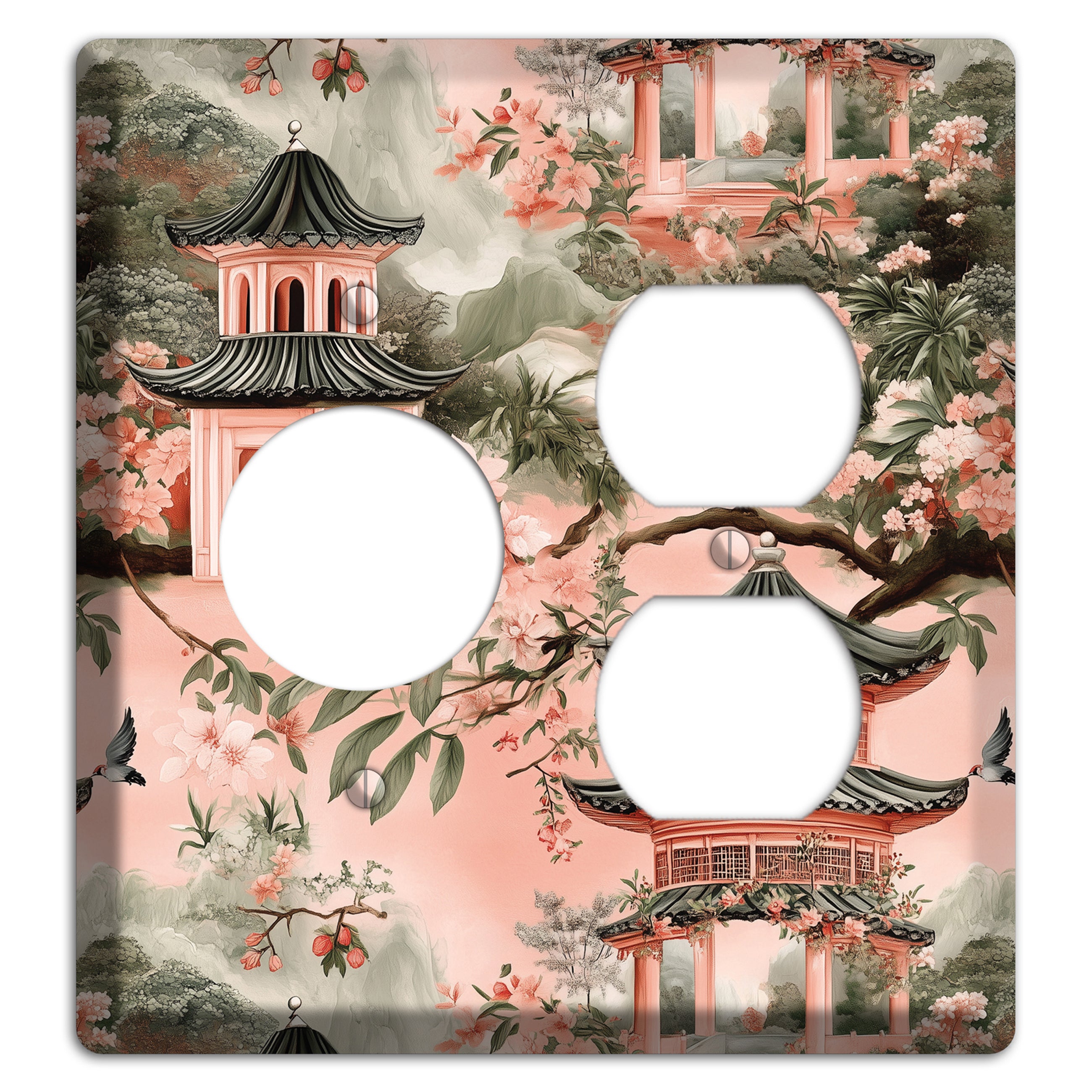 Pagoda & Plum Receptacle / Duplex Wallplate