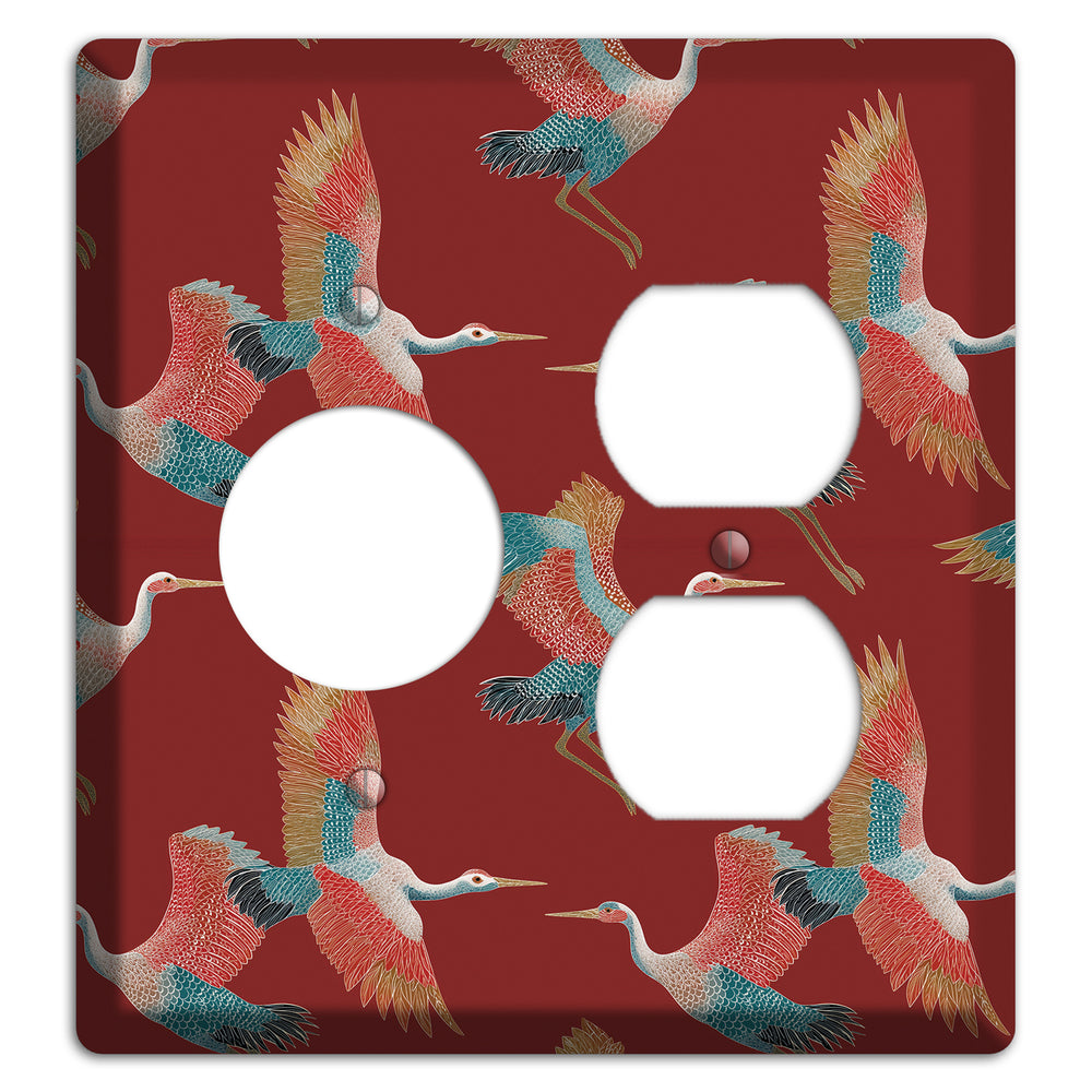 Crimson Heron Dance Receptacle / Duplex Wallplate