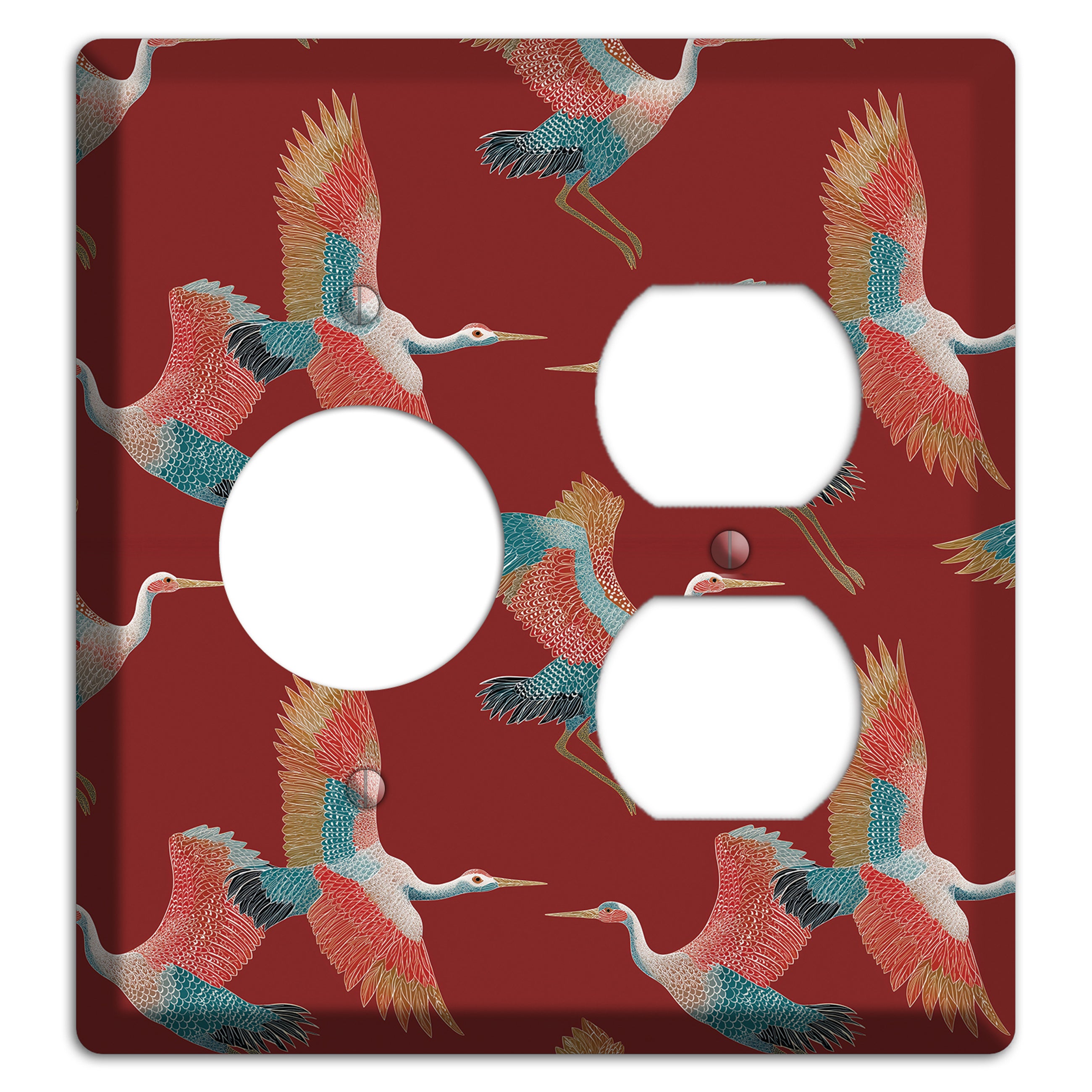 Crimson Heron Dance Receptacle / Duplex Wallplate