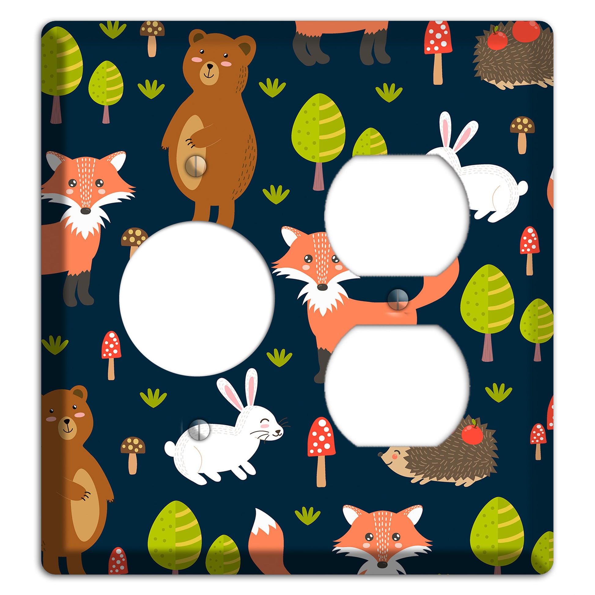 Forest Critters (Navy) Receptacle / Duplex Wallplate