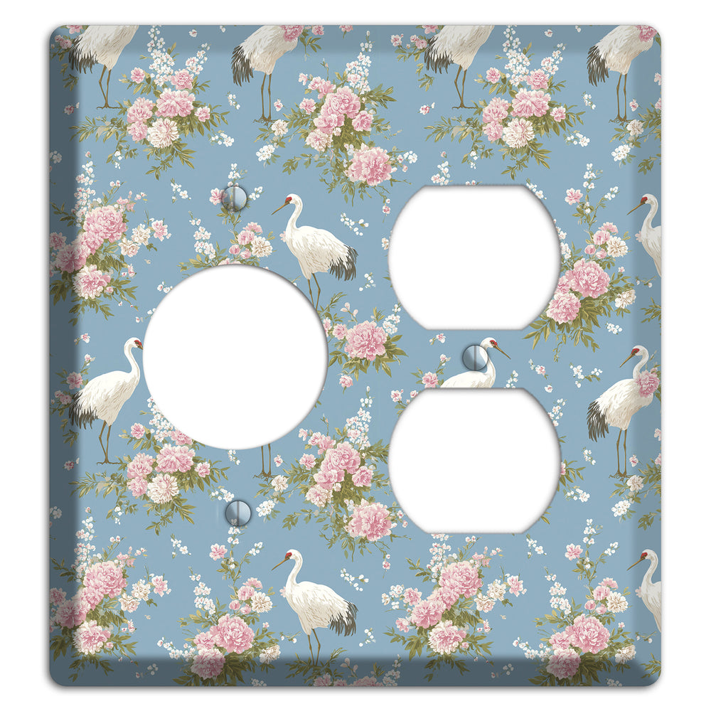 Dusty Blue Peony Flight Receptacle / Duplex Wallplate
