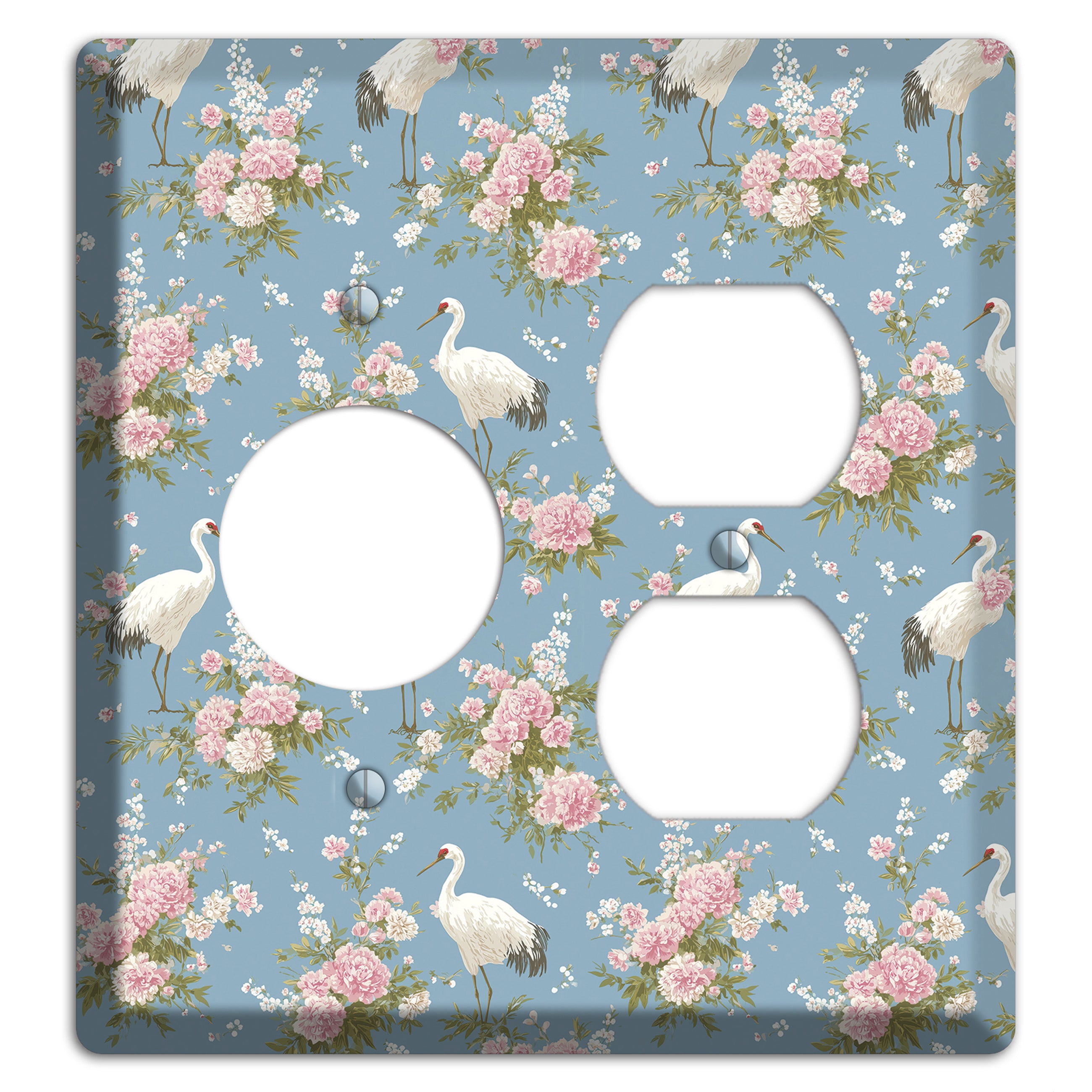 Dusty Blue Peony Flight Receptacle / Duplex Wallplate