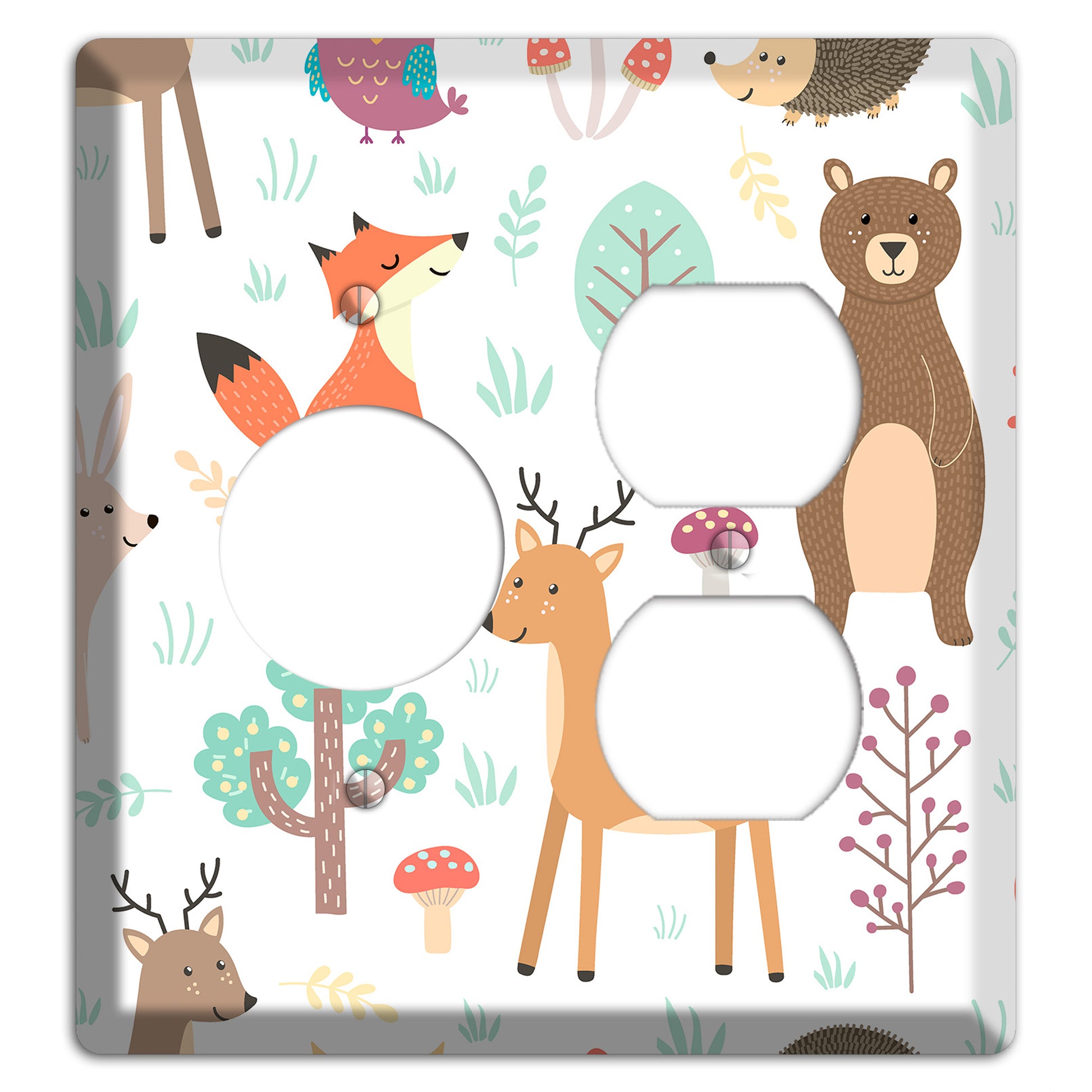Woodland Friends (White) Receptacle / Duplex Wallplate