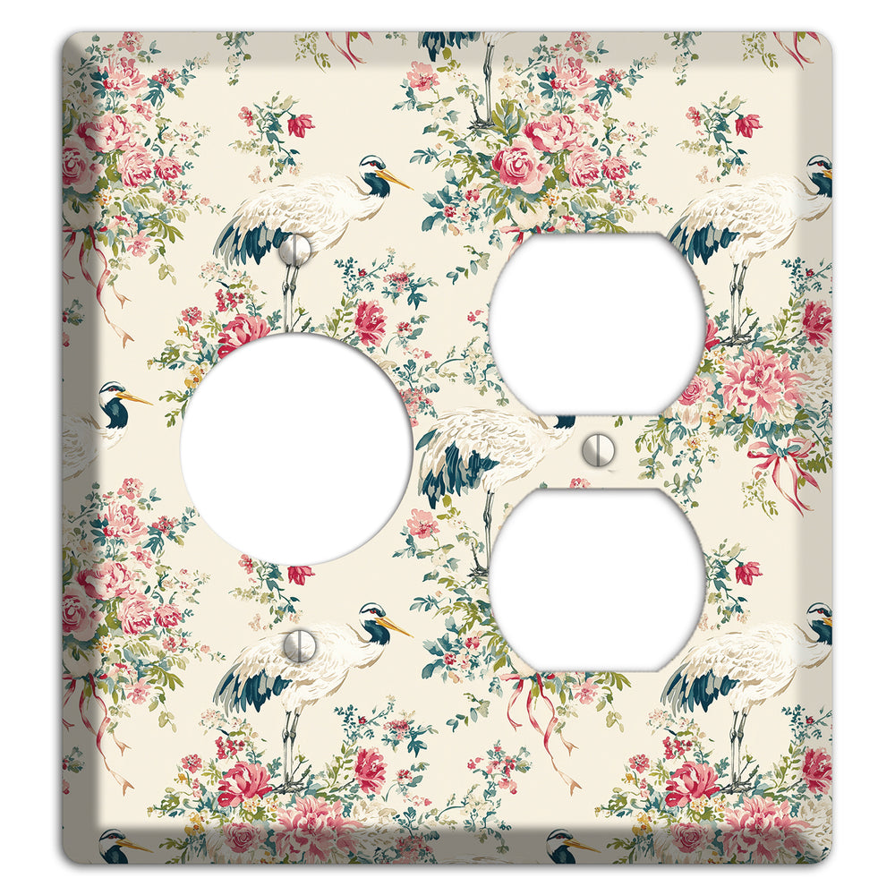 Blossom & Crane Receptacle / Duplex Wallplate