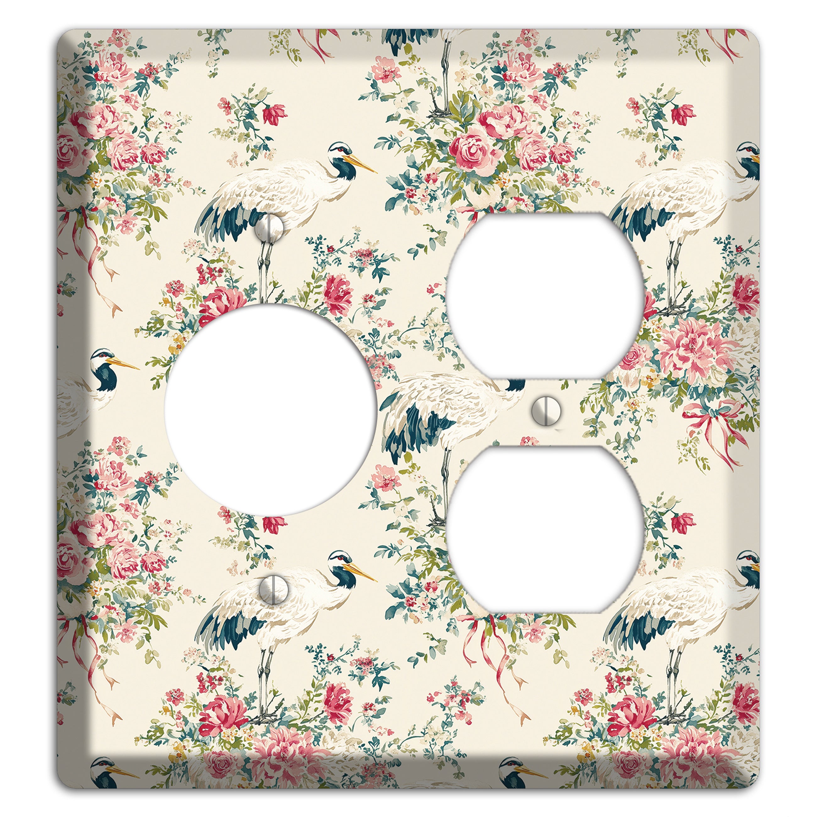 Blossom & Crane Receptacle / Duplex Wallplate