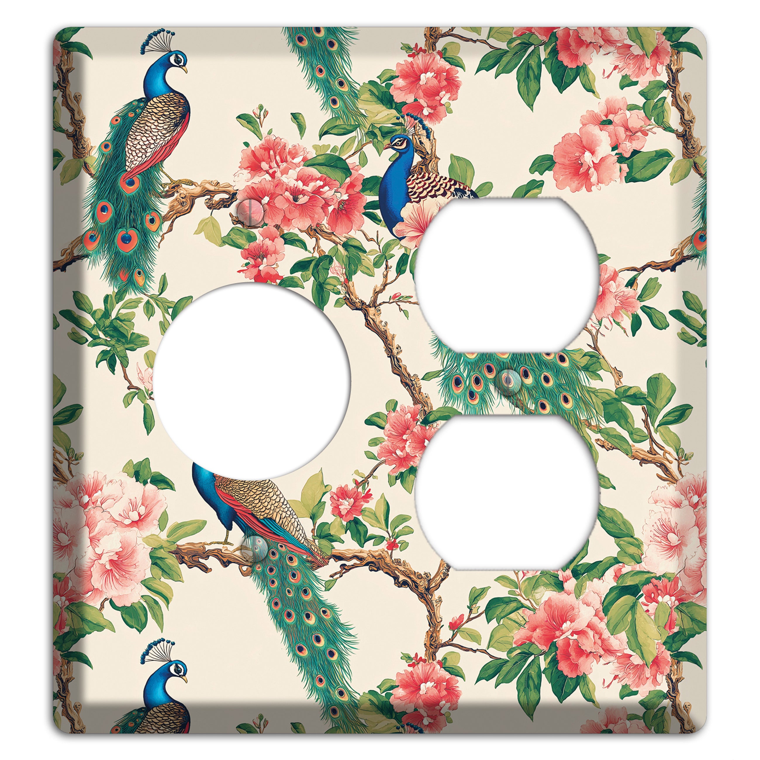 Peacock & Peony Court Receptacle / Duplex Wallplate