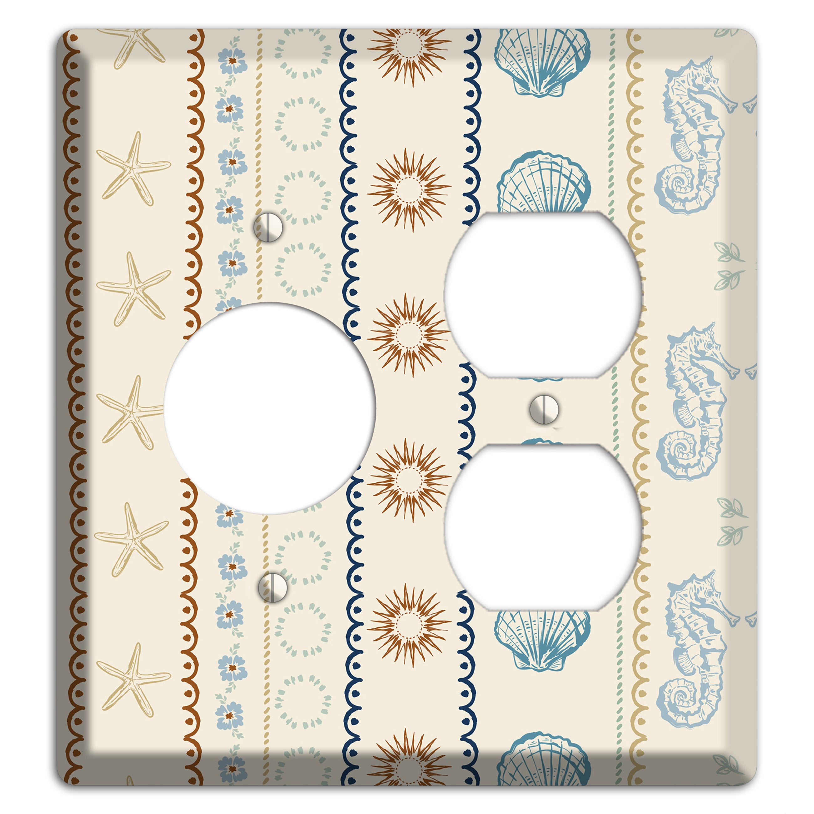 Ivory Seahorse Stripe Receptacle / Duplex Wallplate