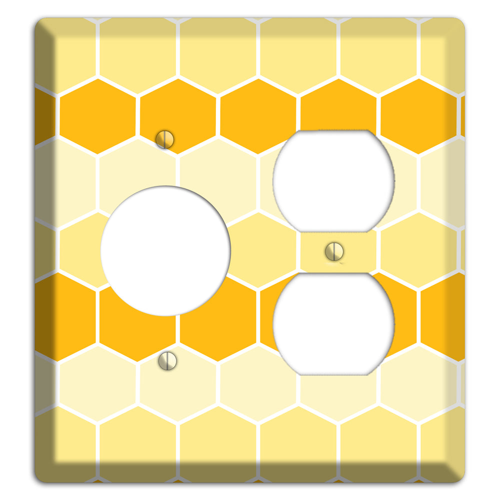 Golden Hollow Grid Receptacle / Duplex Wallplate