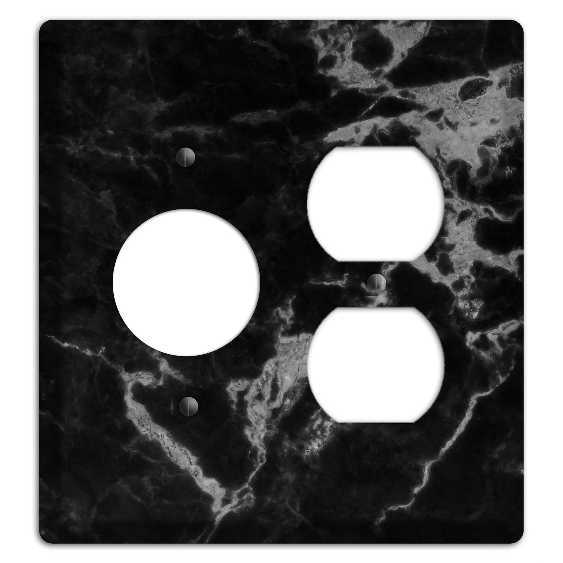 Black and Silver Marble Receptacle / Duplex Wallplate
