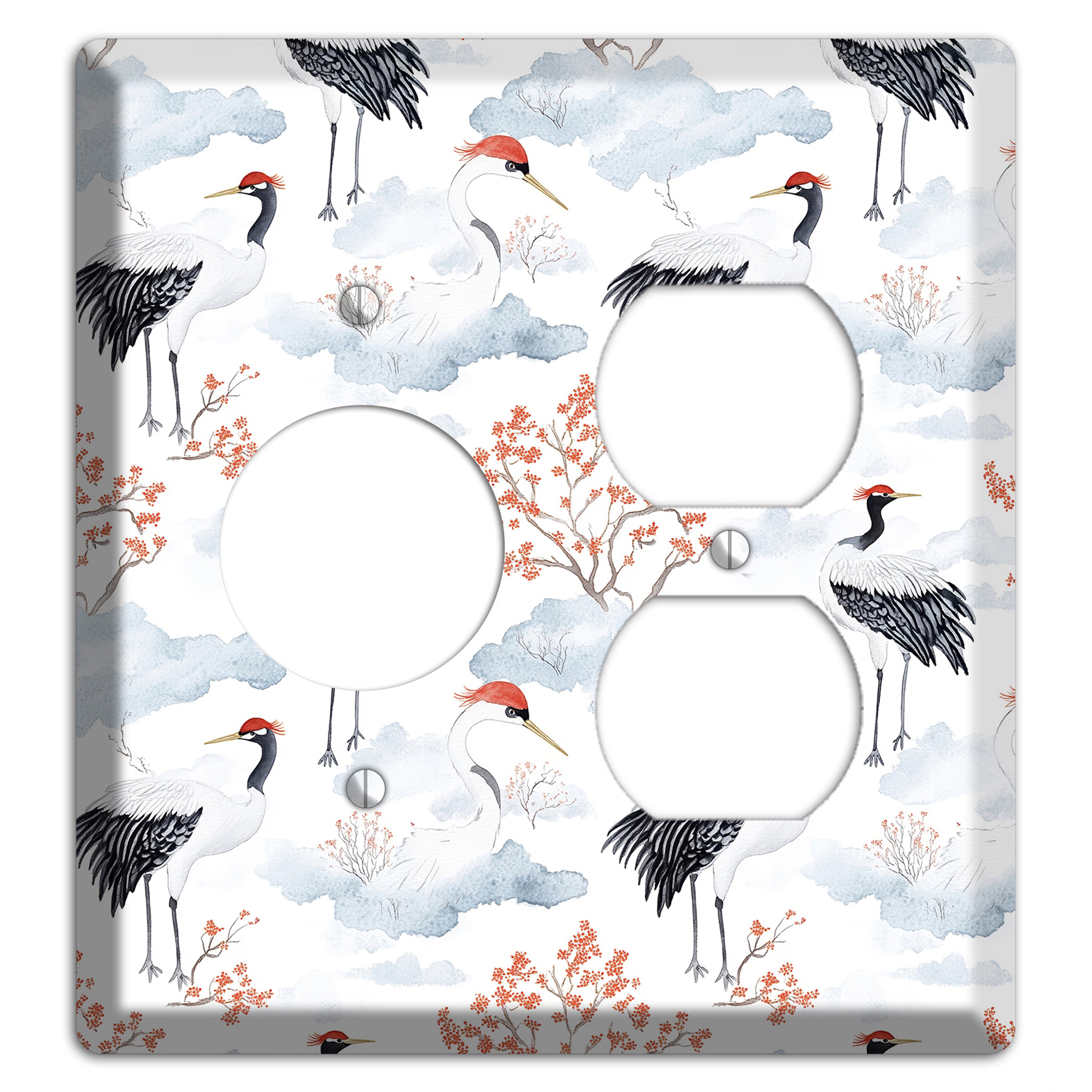 Crimson Crown Cranes Receptacle / Duplex Wallplate