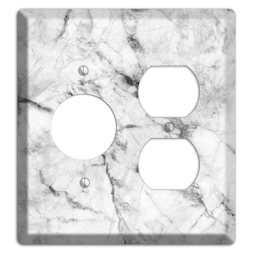 White and Gray Marble Receptacle / Duplex Wallplate
