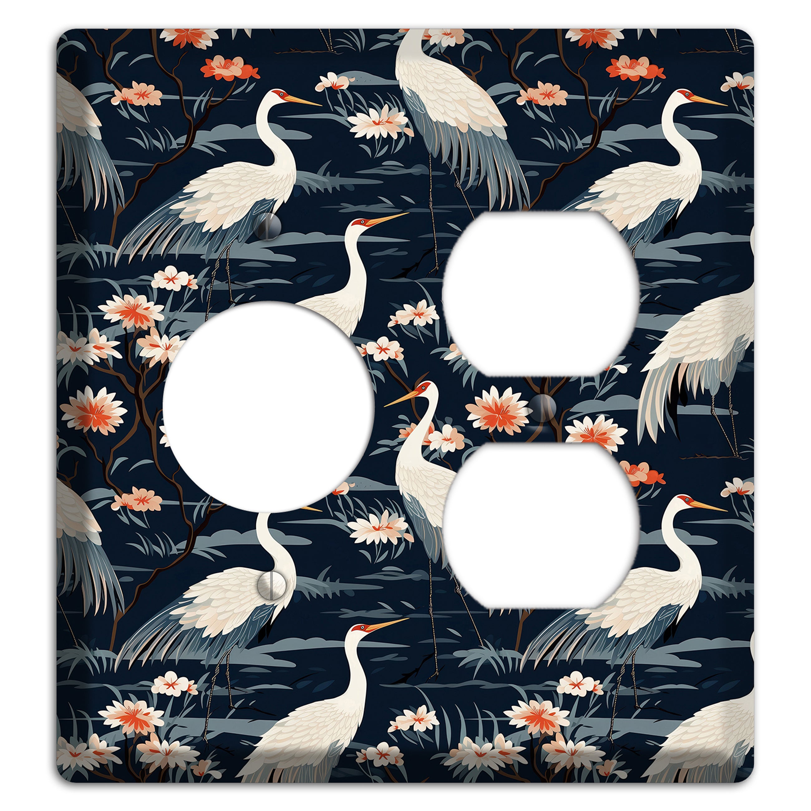 Navy Heron Nocturne Receptacle / Duplex Wallplate