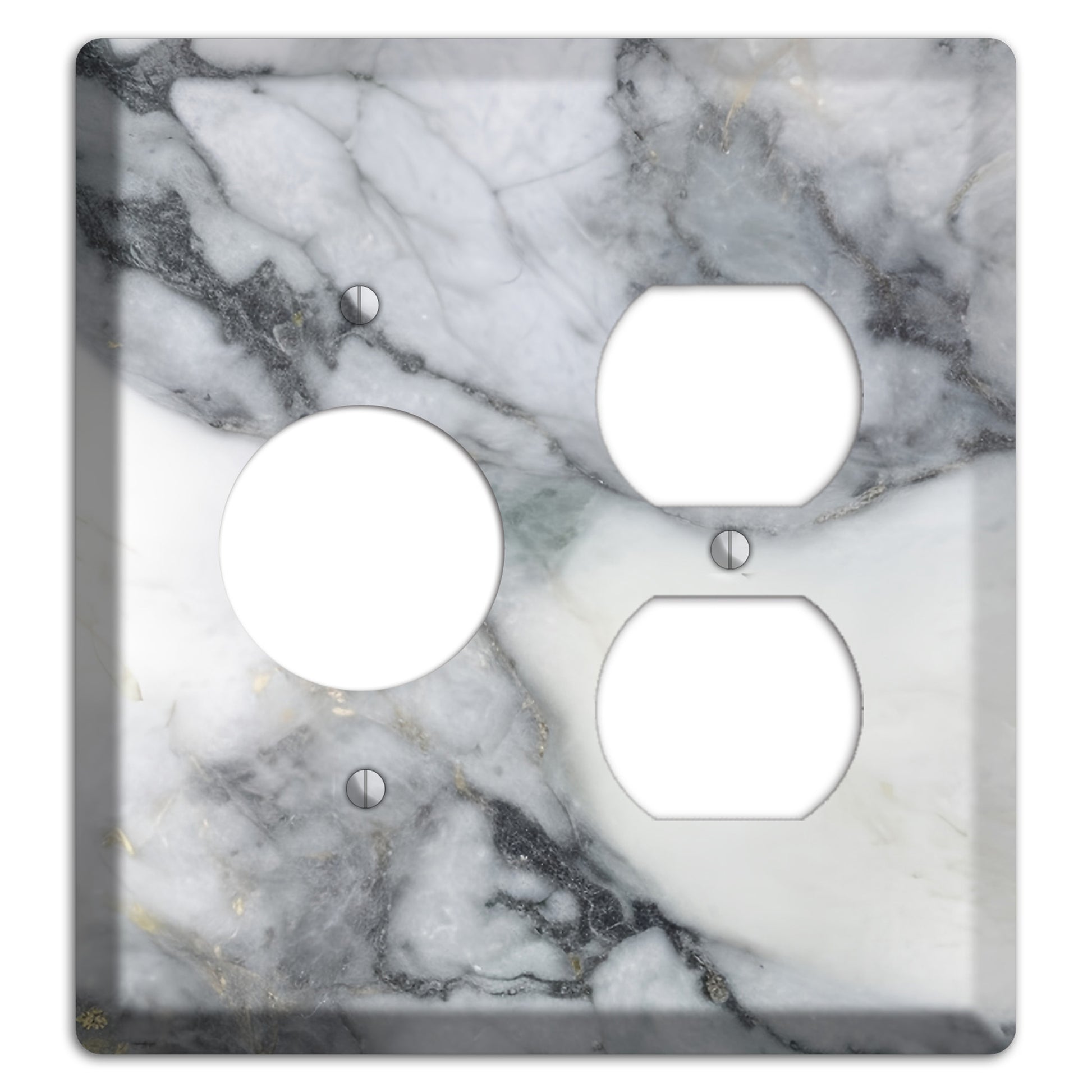 White and Grey Marble Receptacle / Duplex Wallplate