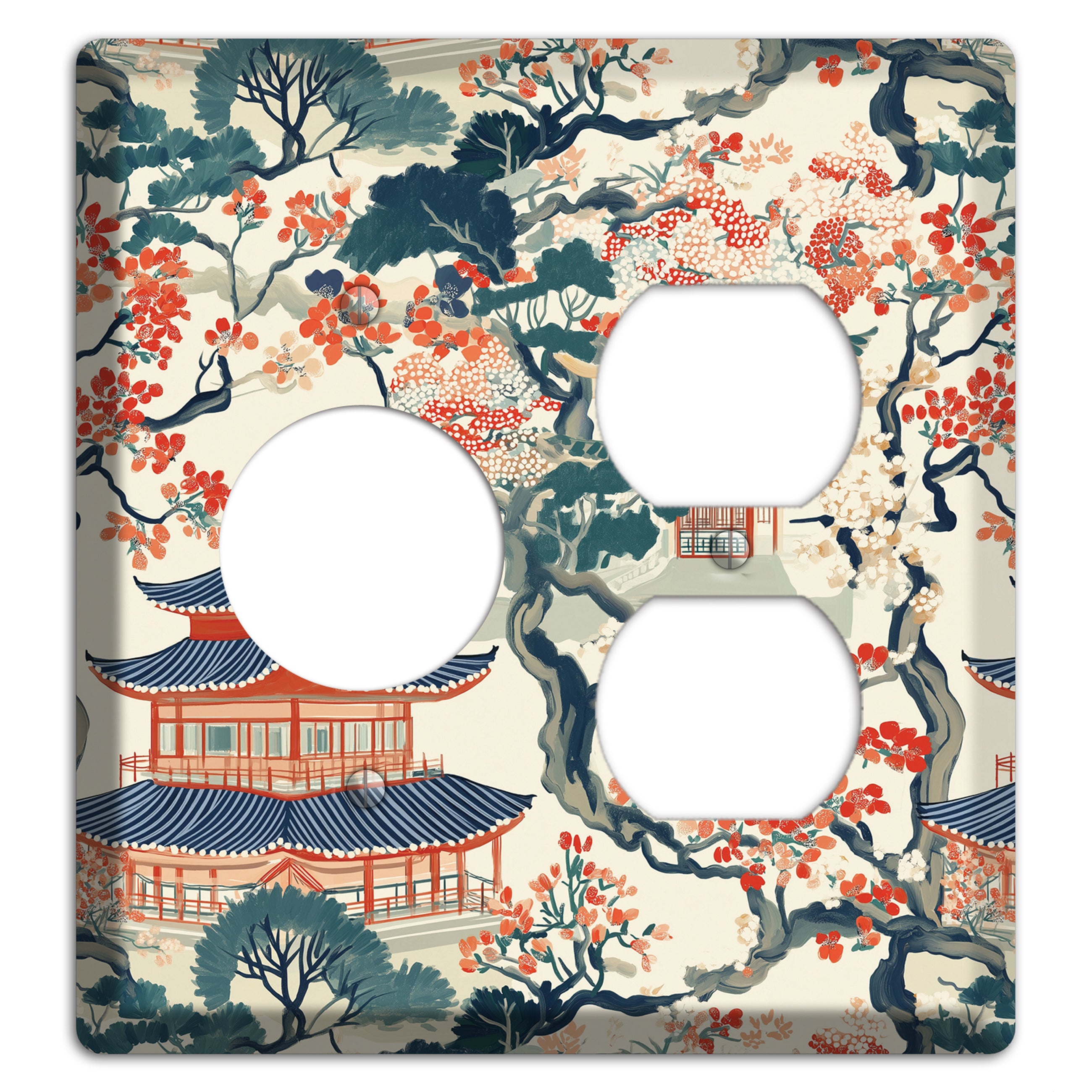 Blossom & Pagoda Receptacle / Duplex Wallplate