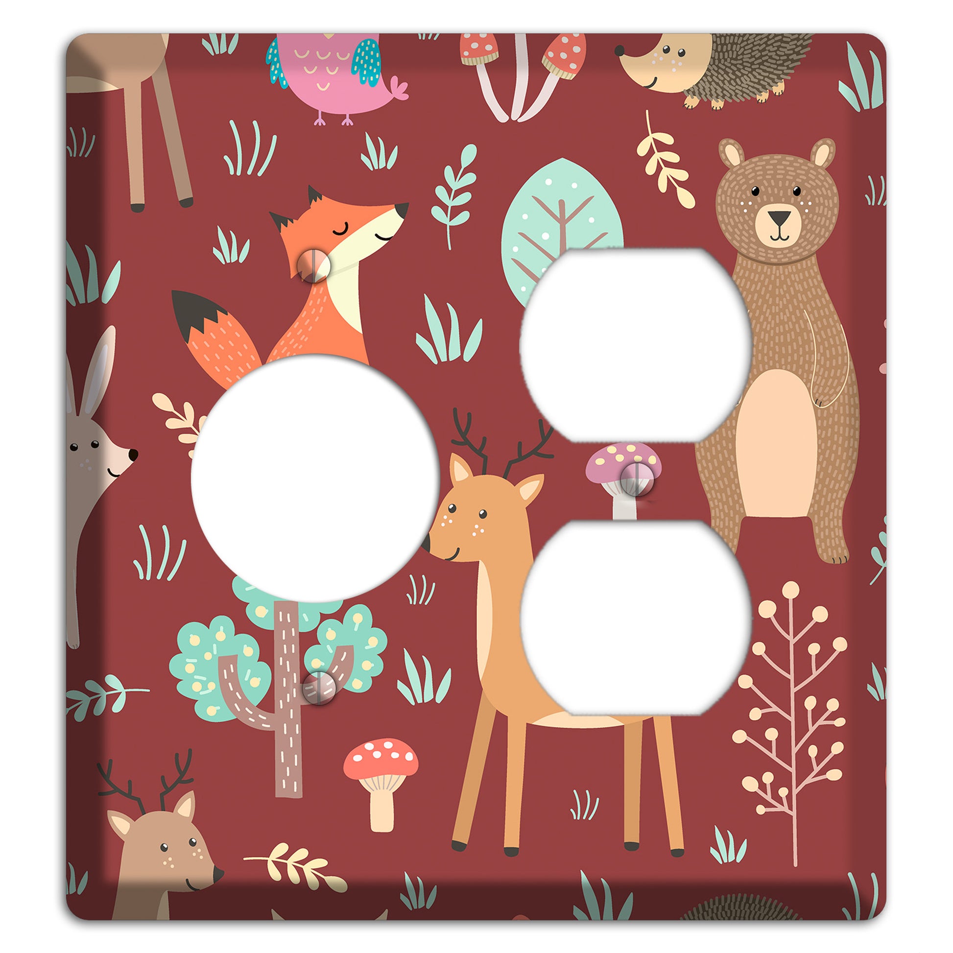 Woodland Friends (Maroon) Receptacle / Duplex Wallplate