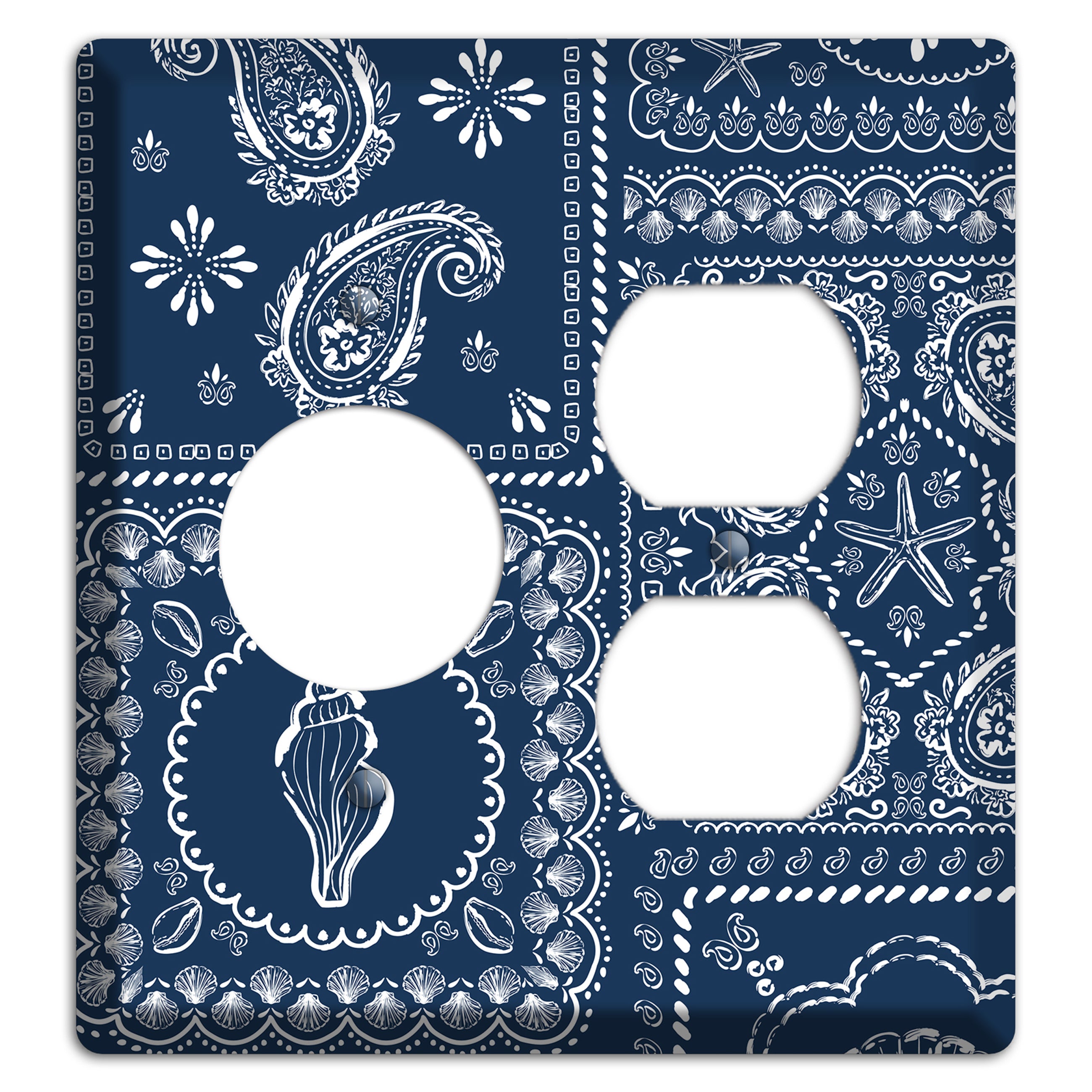 Navy Paisley Patchwork Receptacle / Duplex Wallplate