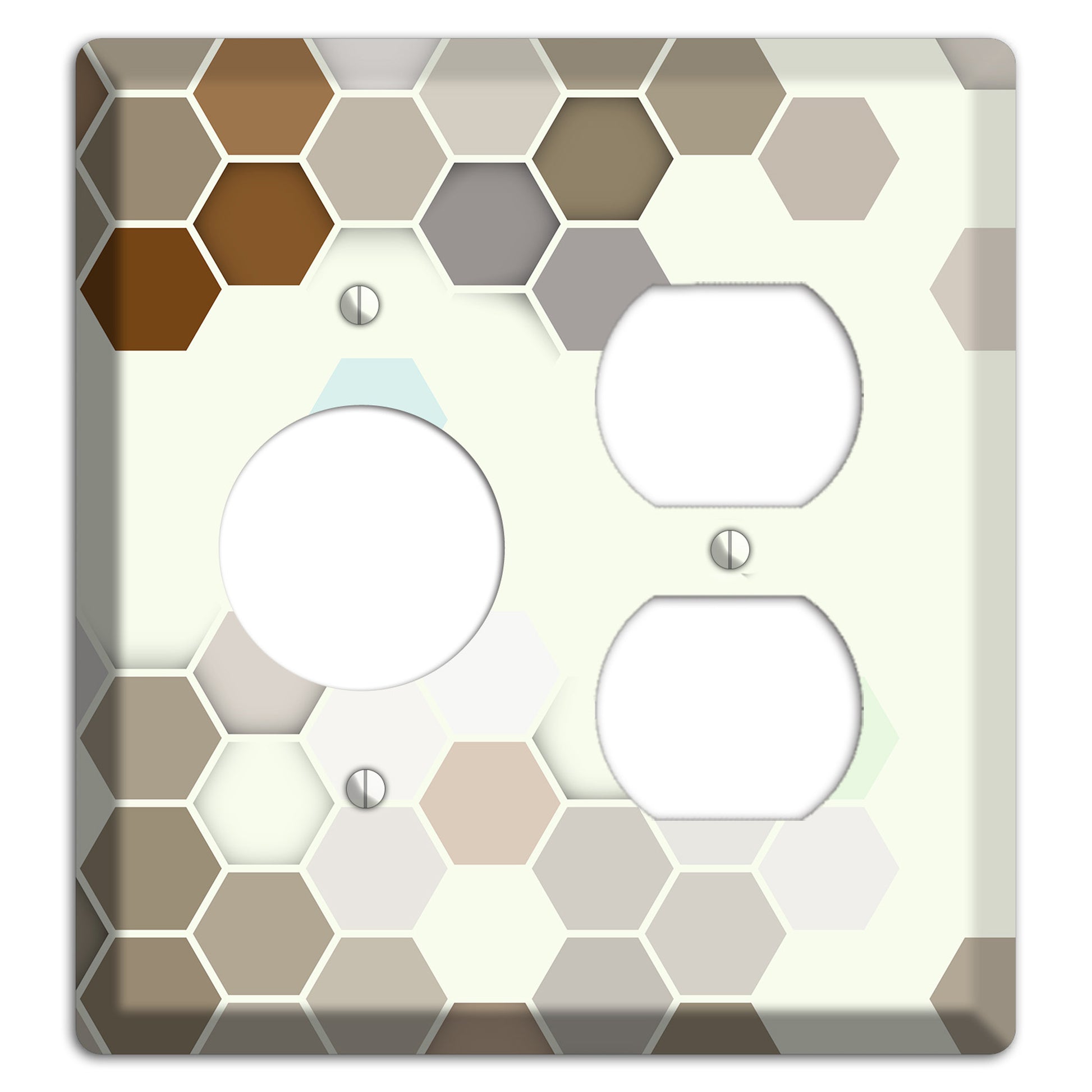 Earth-Toned Honeycomb Mosaic Receptacle / Duplex Wallplate