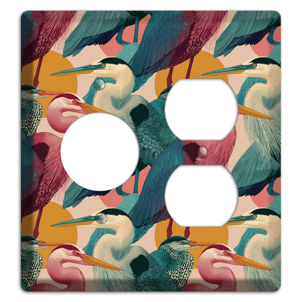 Teal Heron Mosaic Receptacle / Duplex Wallplate