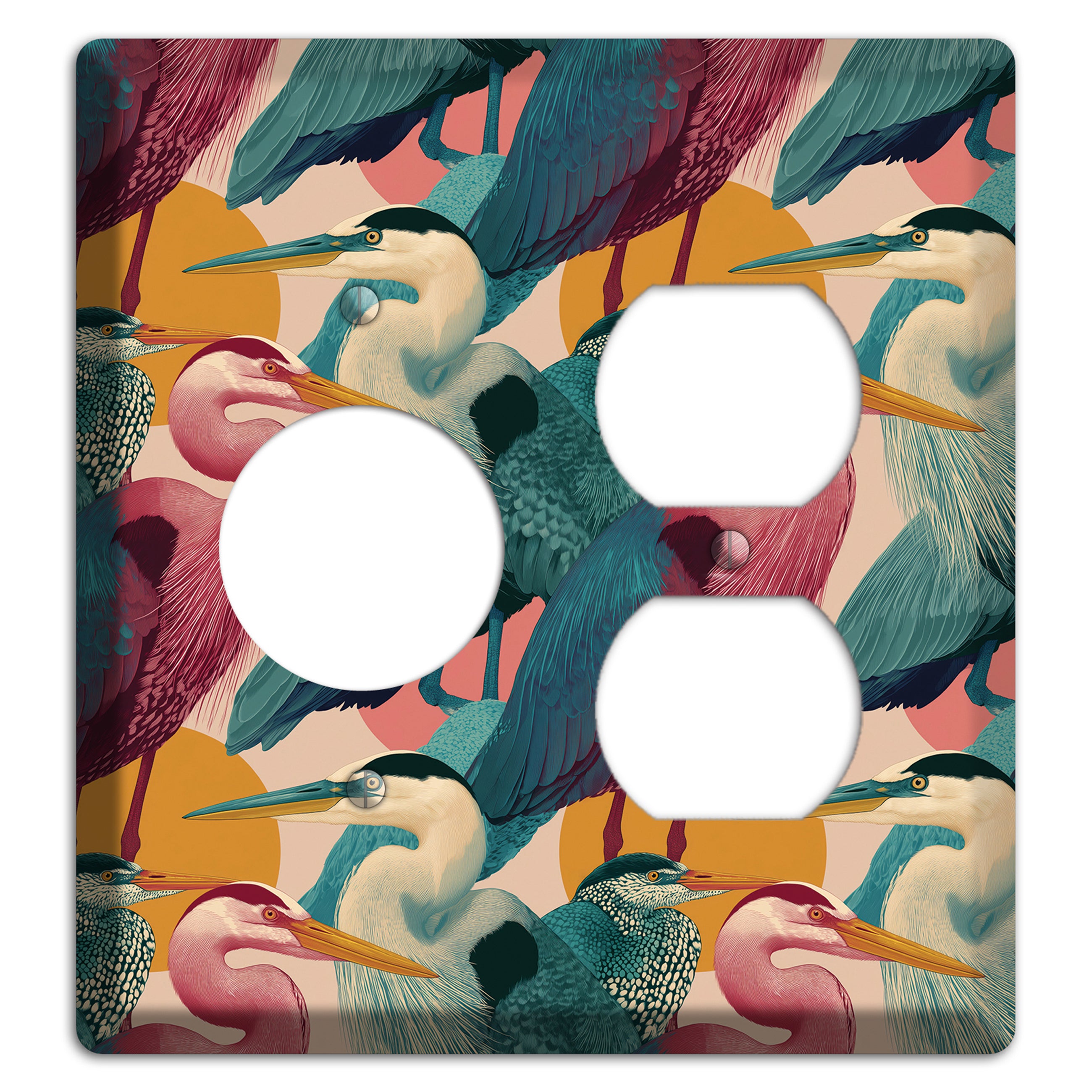 Teal Heron Mosaic Receptacle / Duplex Wallplate