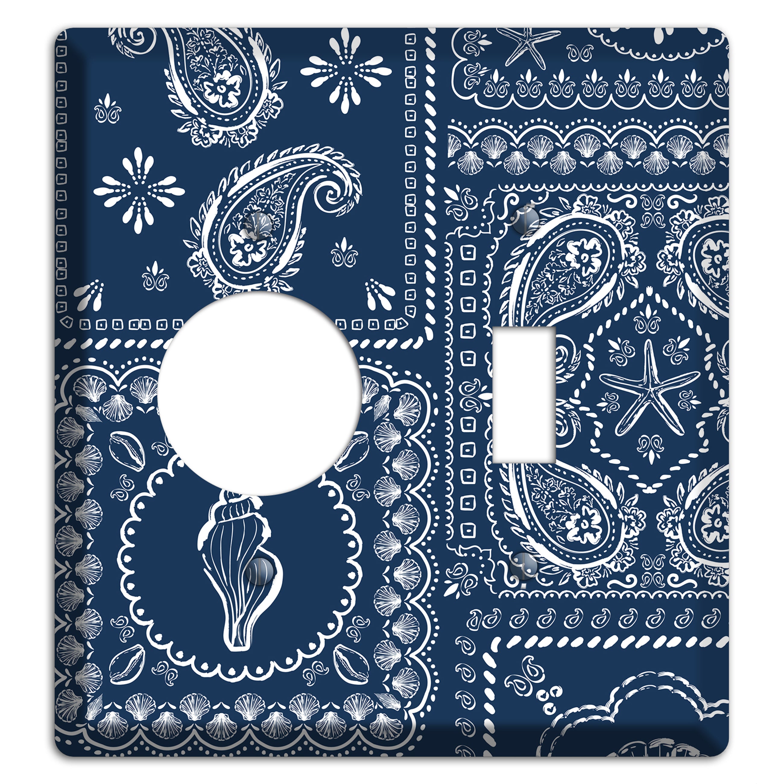 Navy Paisley Patchwork Receptacle / Toggle Wallplate