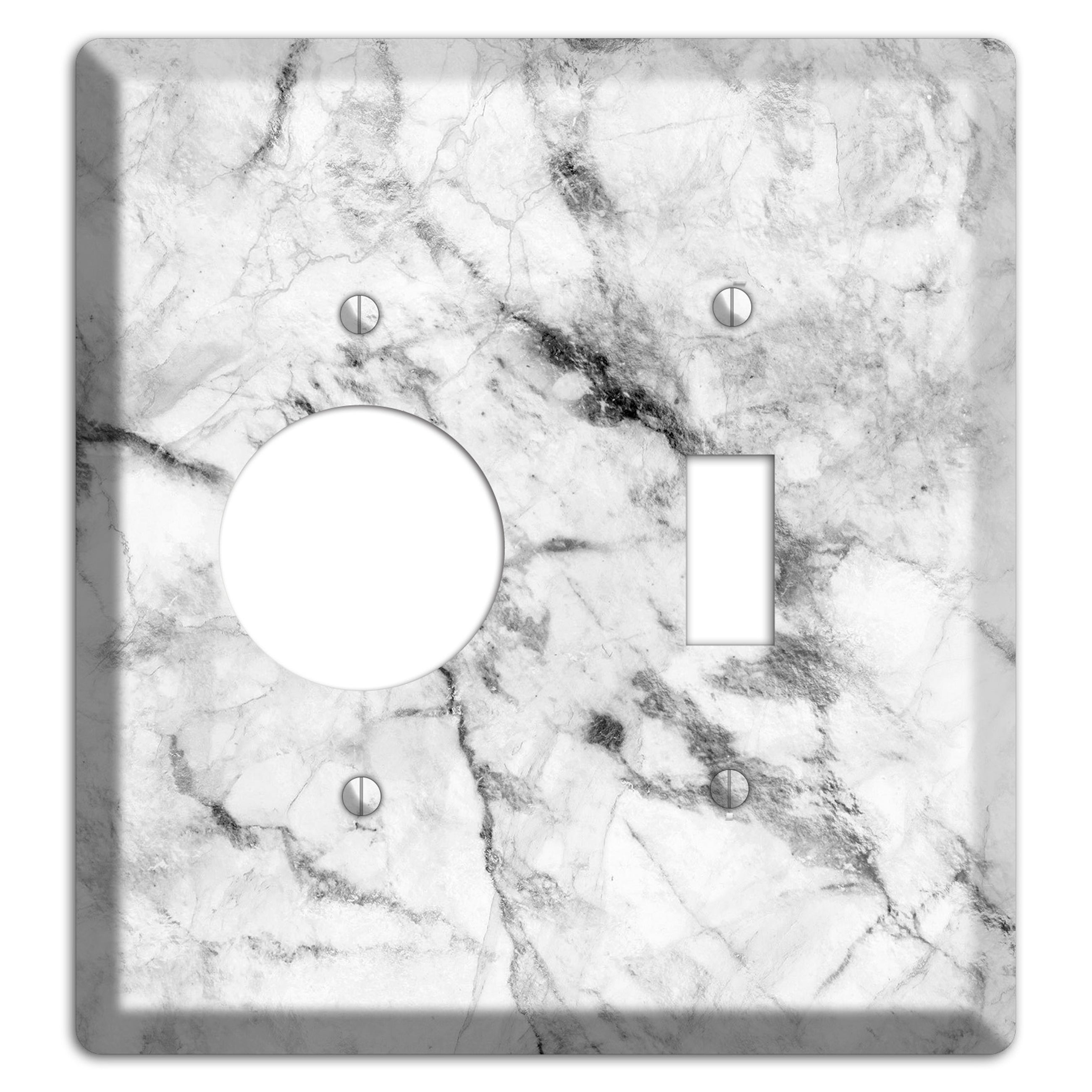 White and Gray Marble Receptacle / Toggle Wallplate