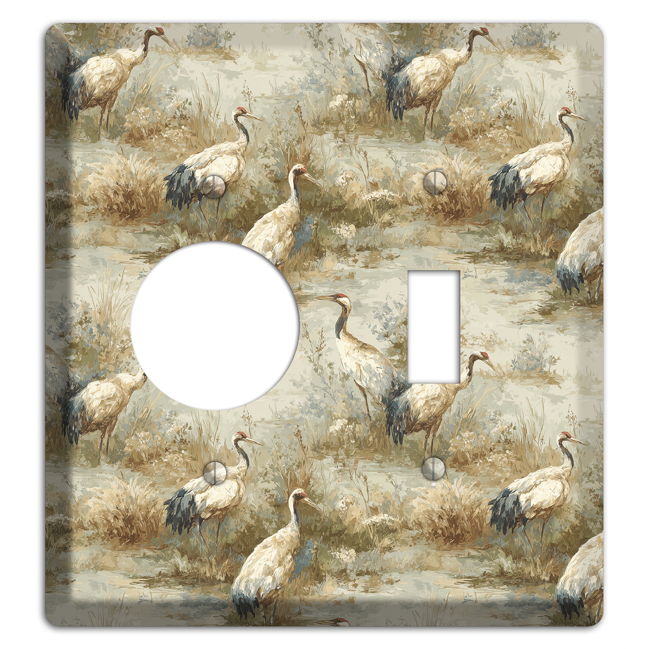 Marshland Crane Reverie Receptacle / Toggle Wallplate