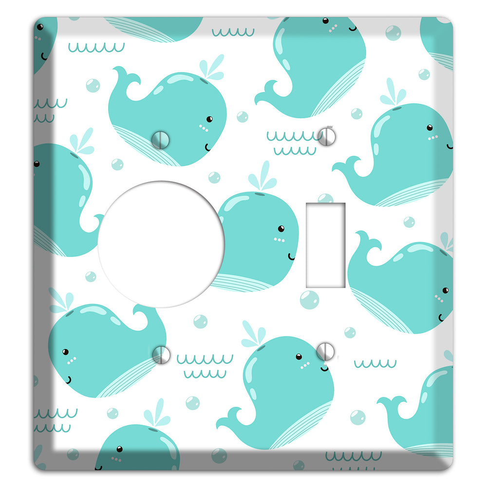 Happy Whales (White) Receptacle / Toggle Wallplate