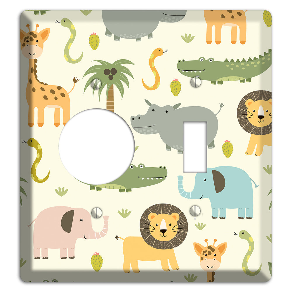 Jungle Friends (Cream) Receptacle / Toggle Wallplate