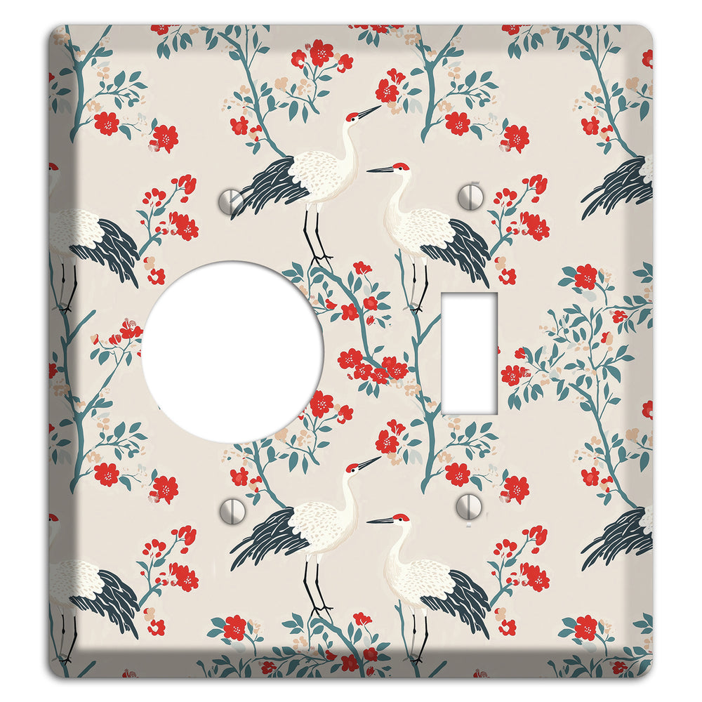 Ivory Blossom Vigil Receptacle / Toggle Wallplate