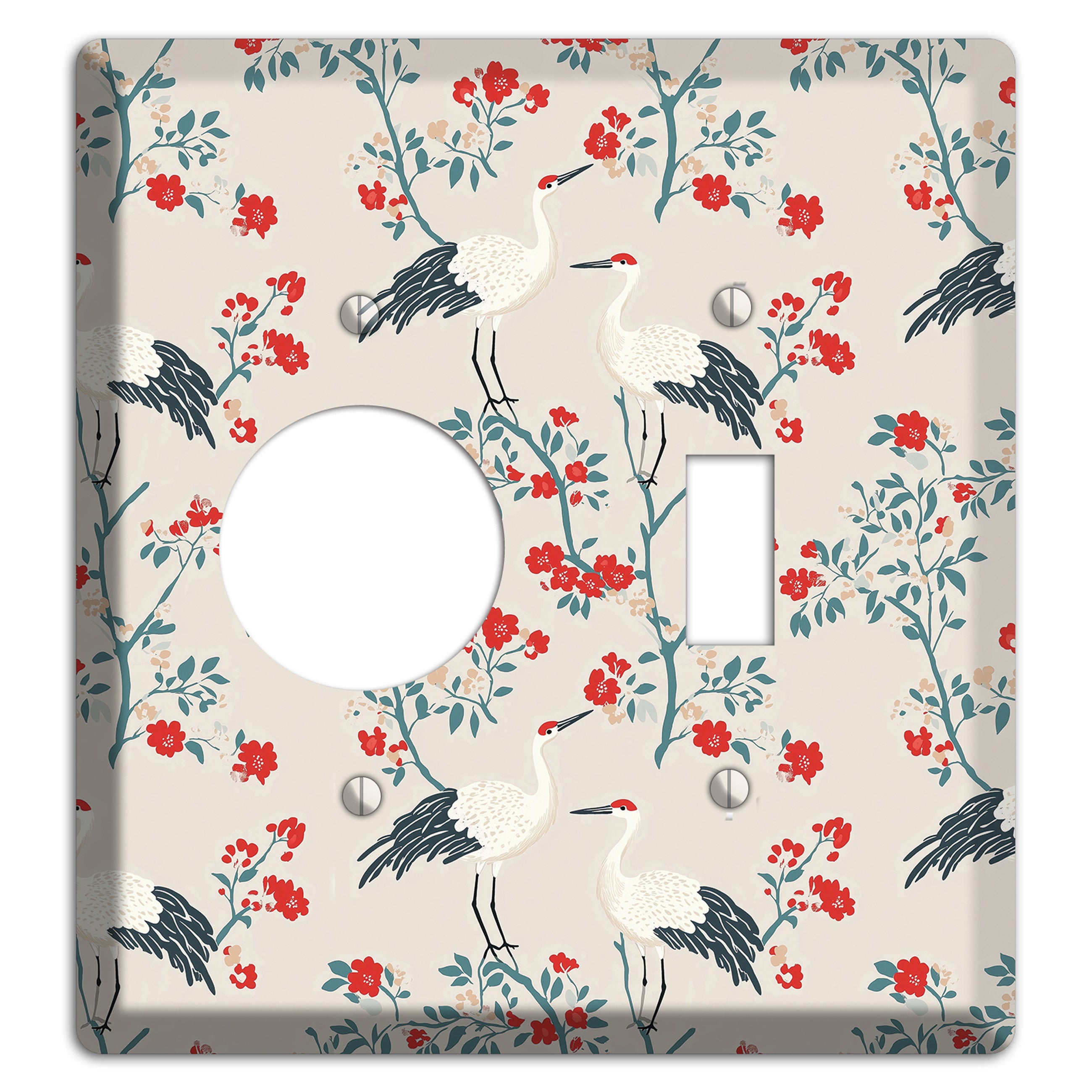 Ivory Blossom Vigil Receptacle / Toggle Wallplate
