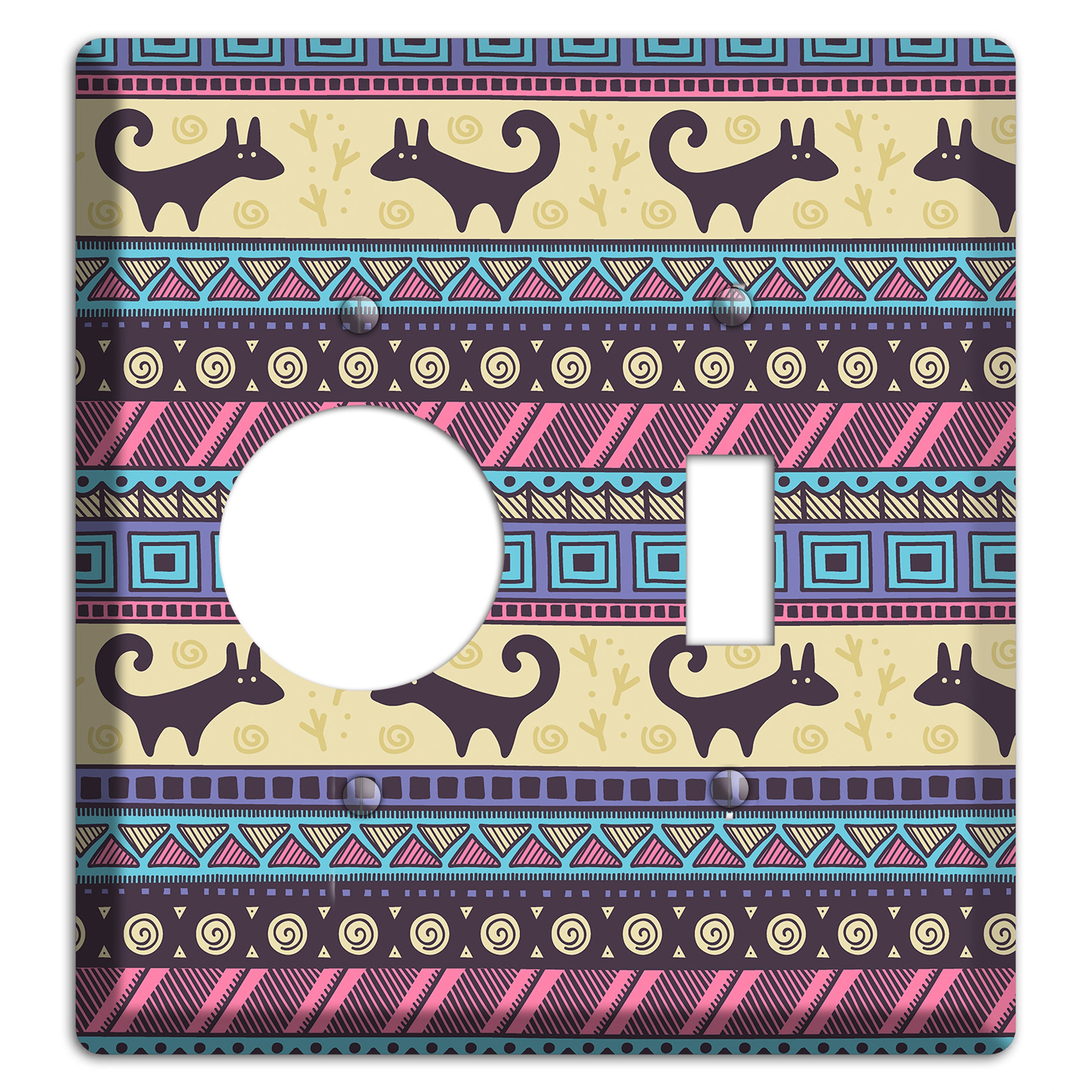 Folk Fox Stripes Receptacle / Toggle Wallplate