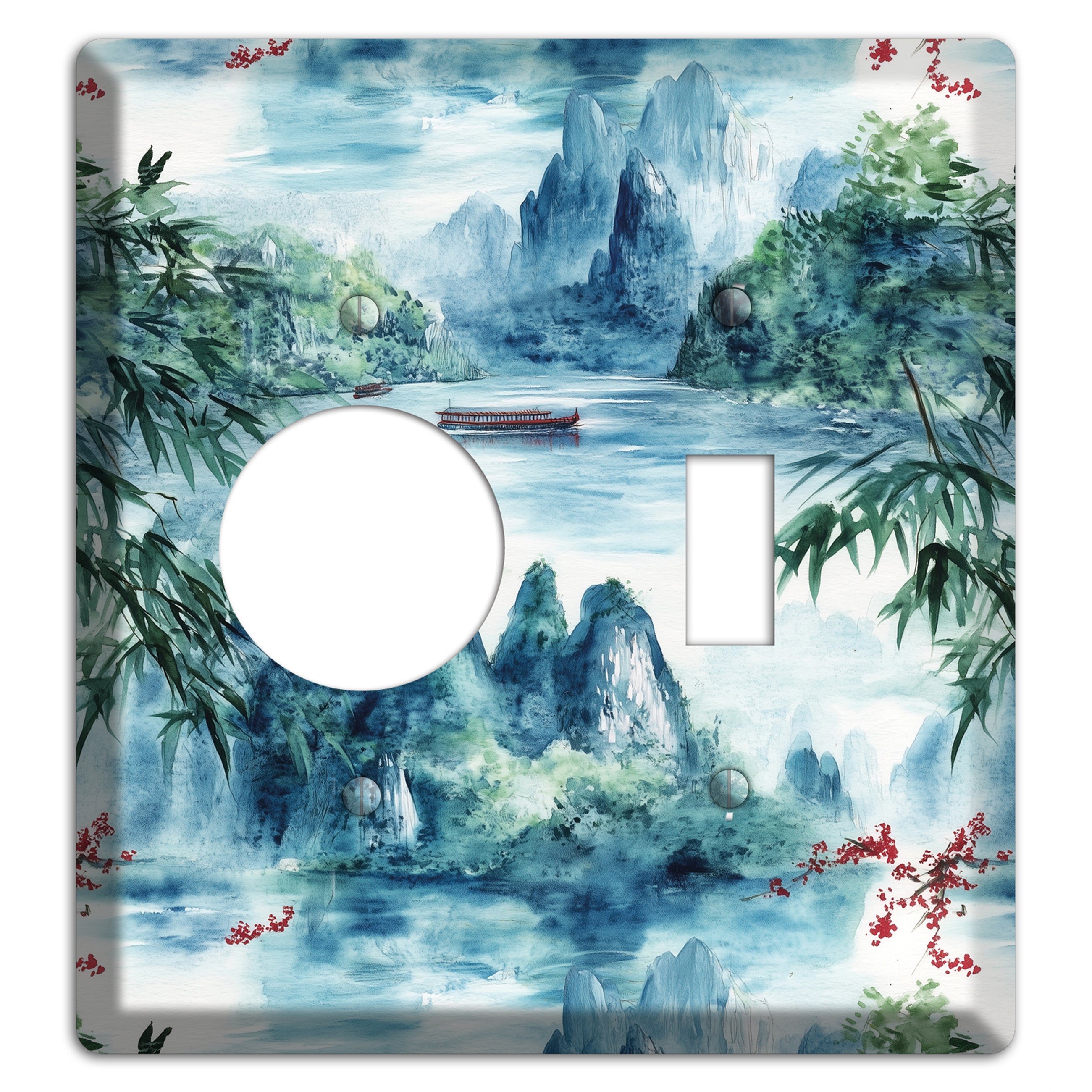 River Mist Ascending Receptacle / Toggle Wallplate