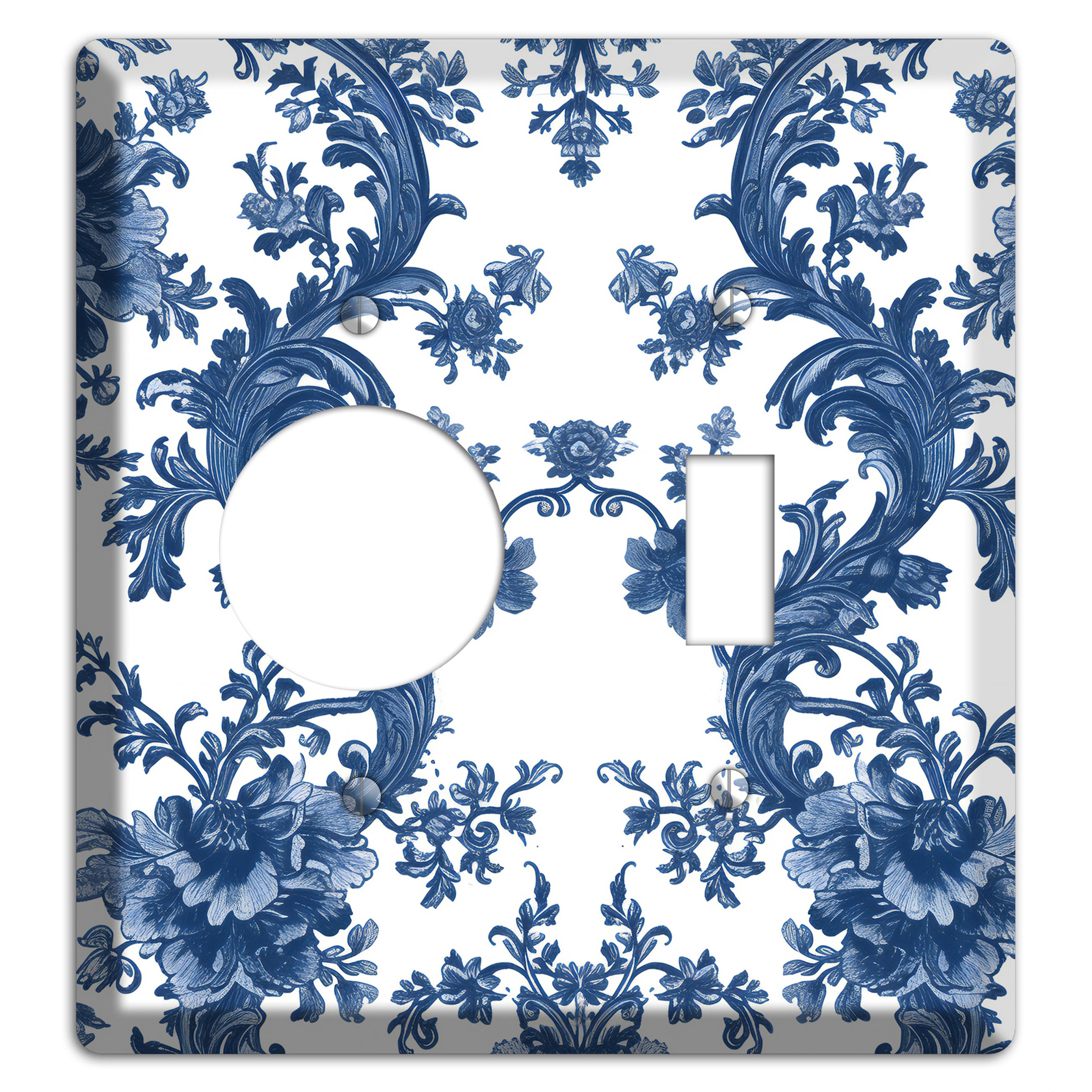 Cobalt Garden Damask Receptacle / Toggle Wallplate