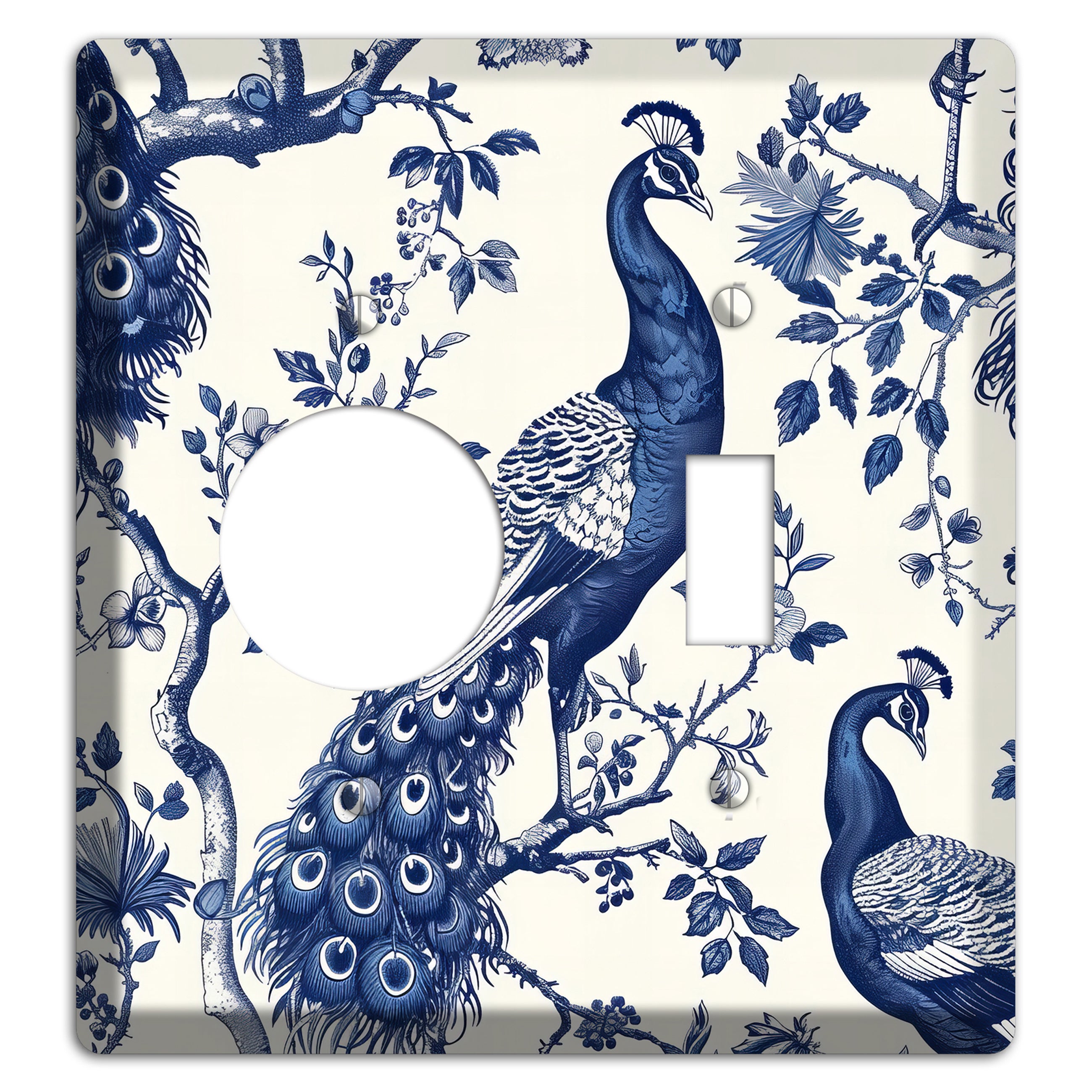 Peacock & Bough Receptacle / Toggle Wallplate