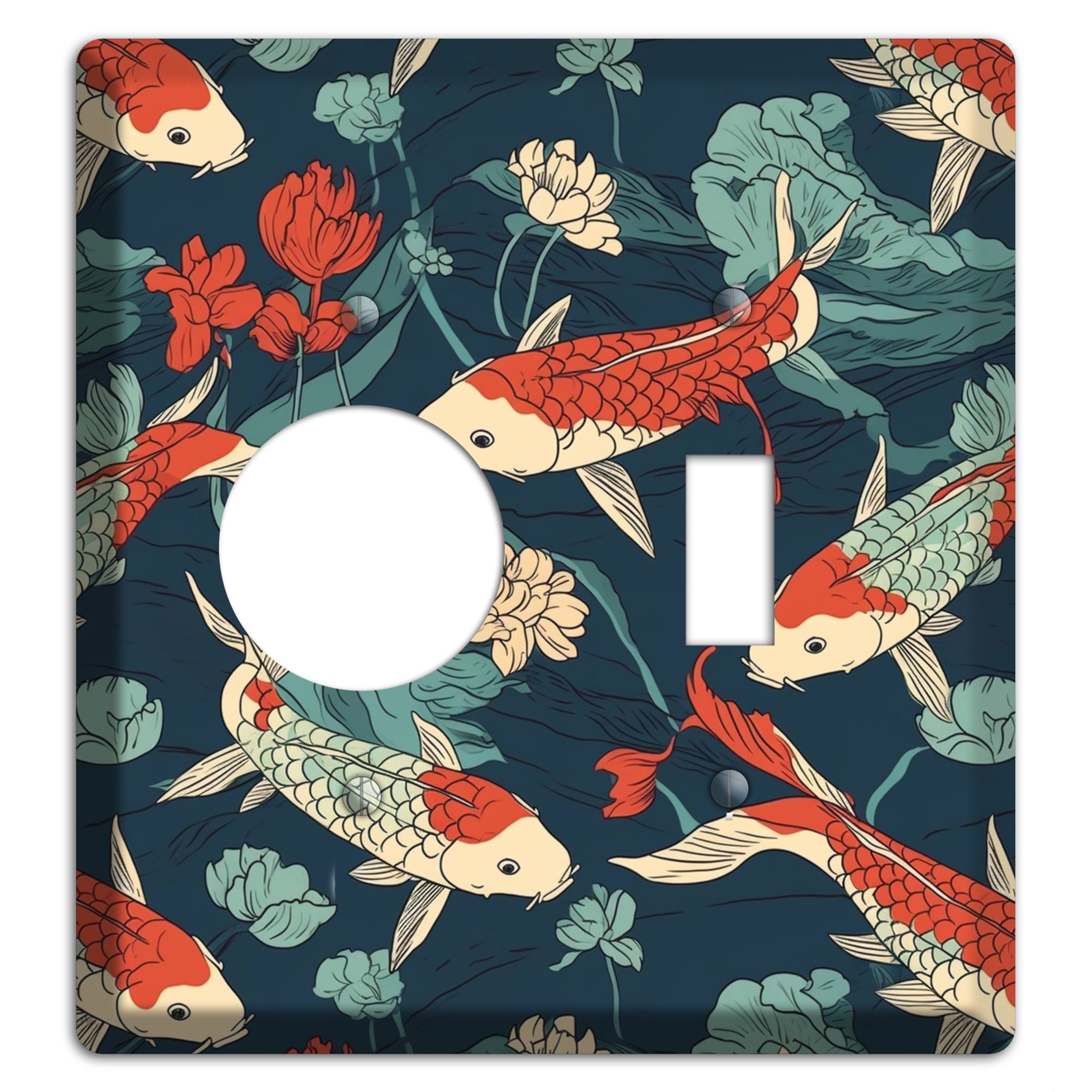 Koi & Lotus Drift Receptacle / Toggle Wallplate