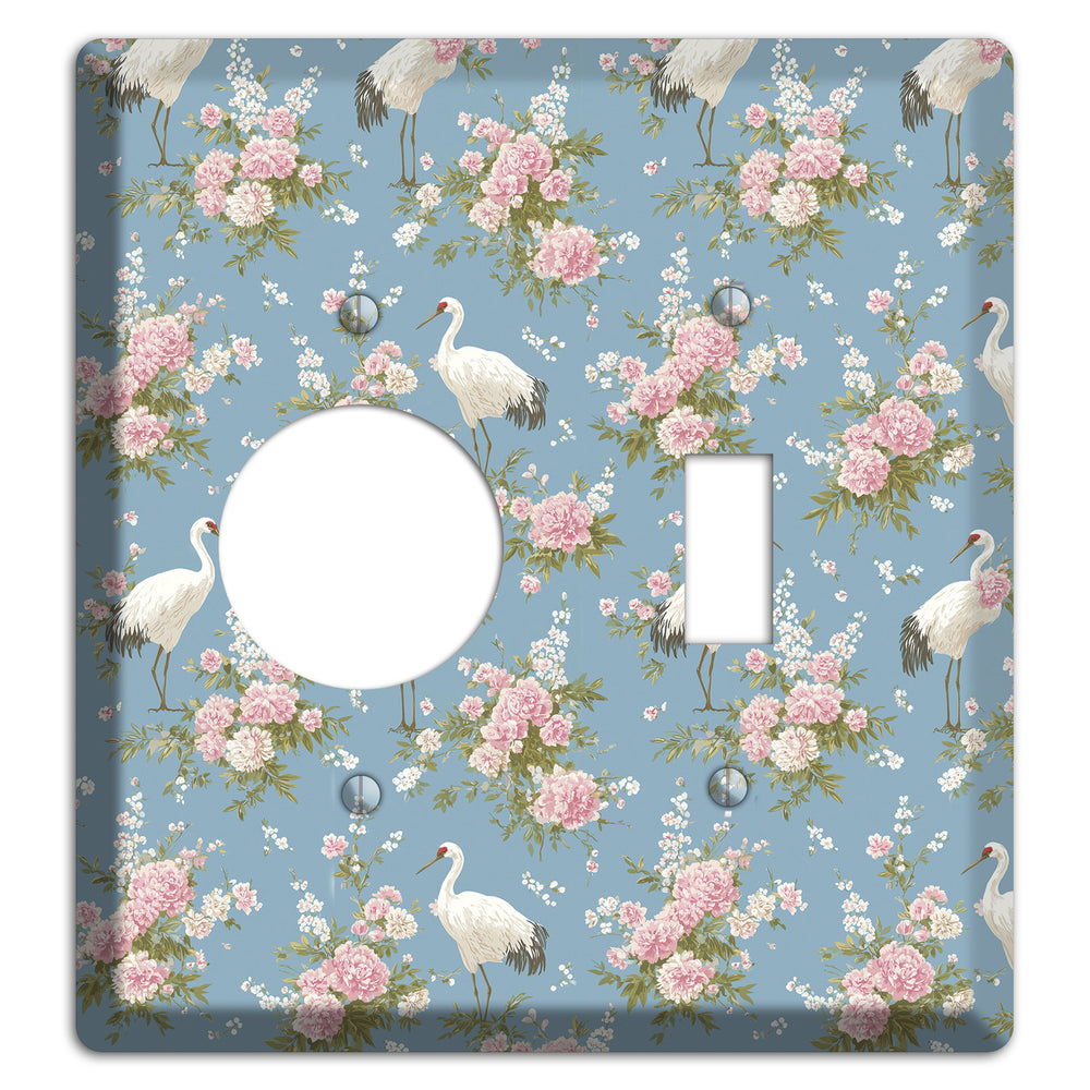 Dusty Blue Peony Flight Receptacle / Toggle Wallplate