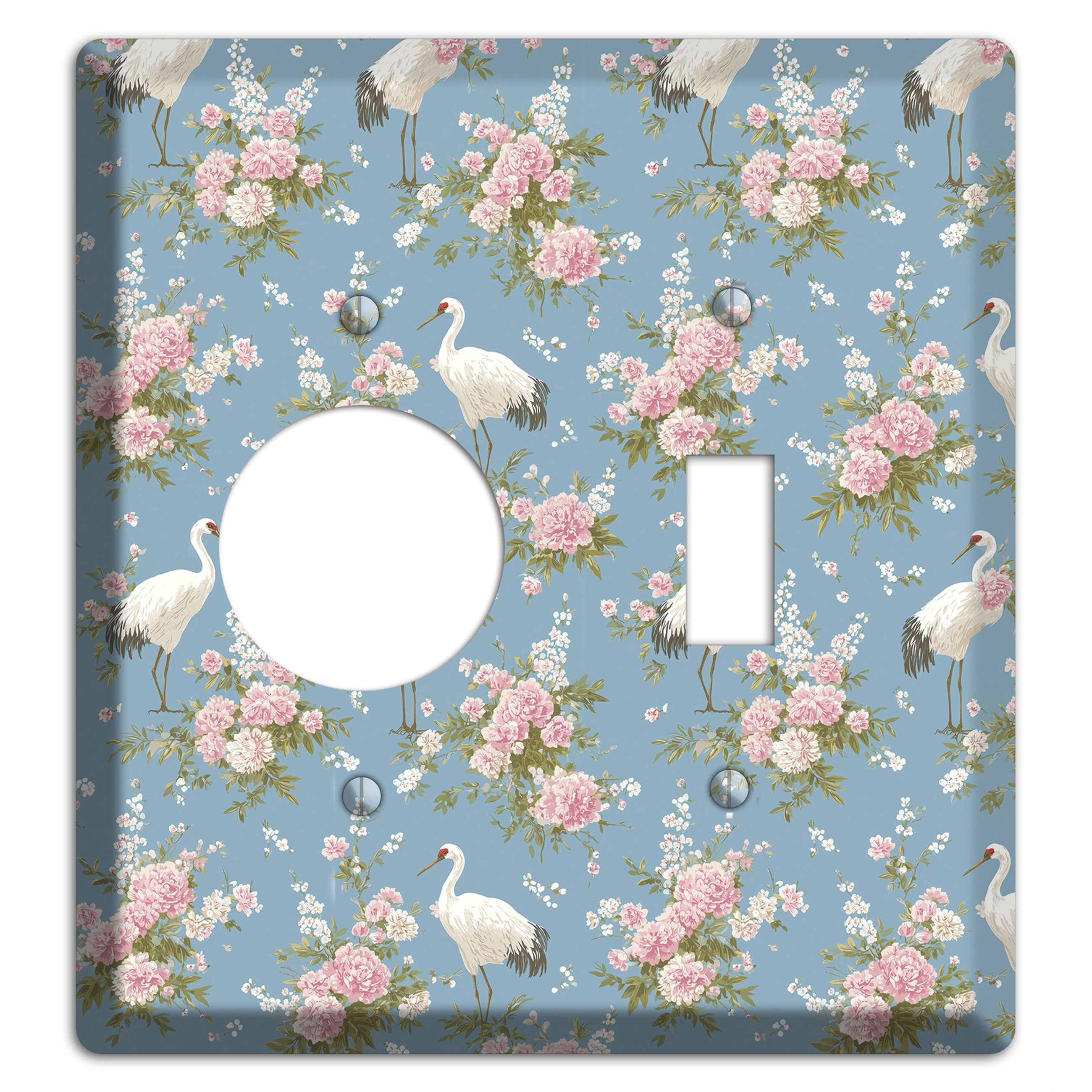 Dusty Blue Peony Flight Receptacle / Toggle Wallplate
