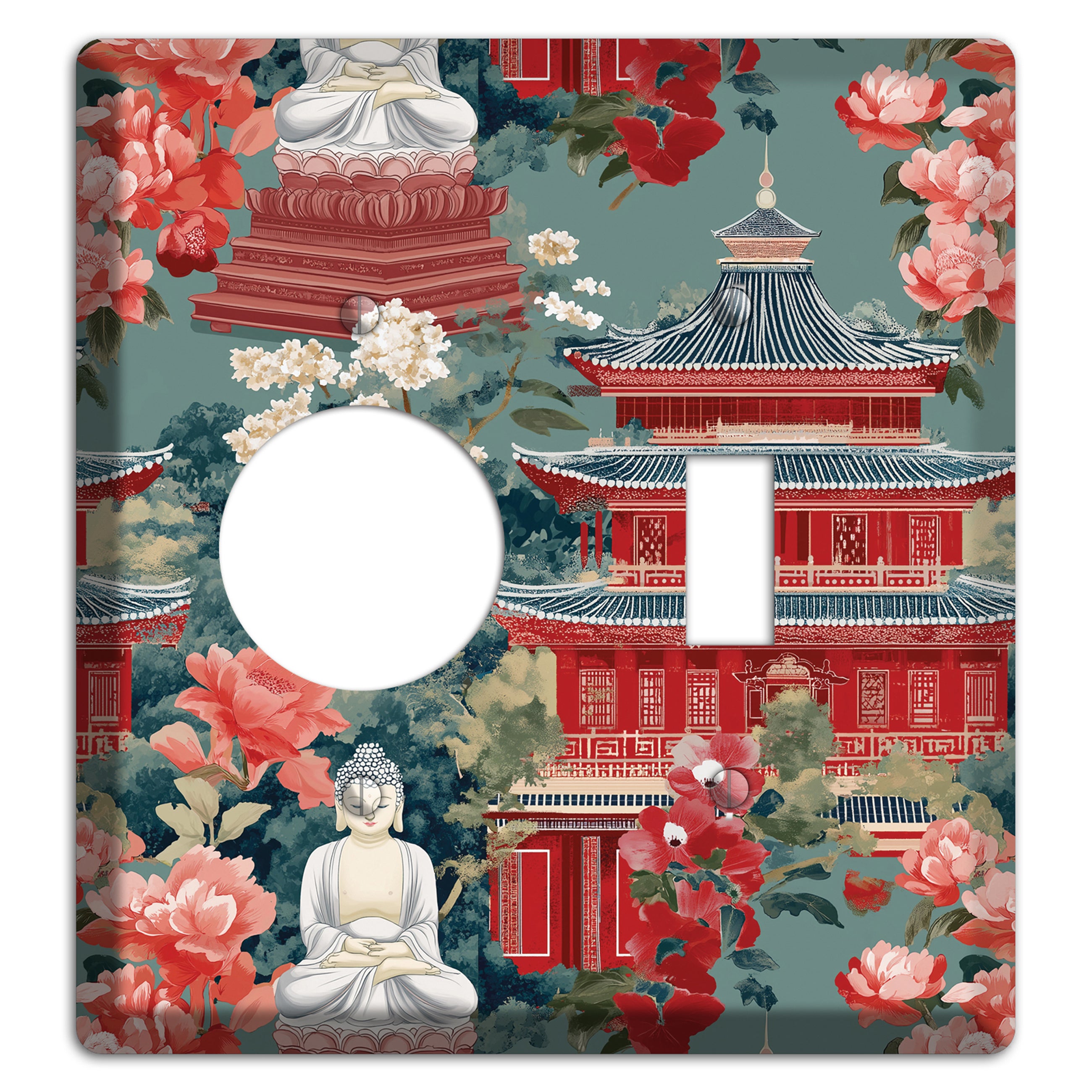 Lotus Temple Garden Receptacle / Toggle Wallplate