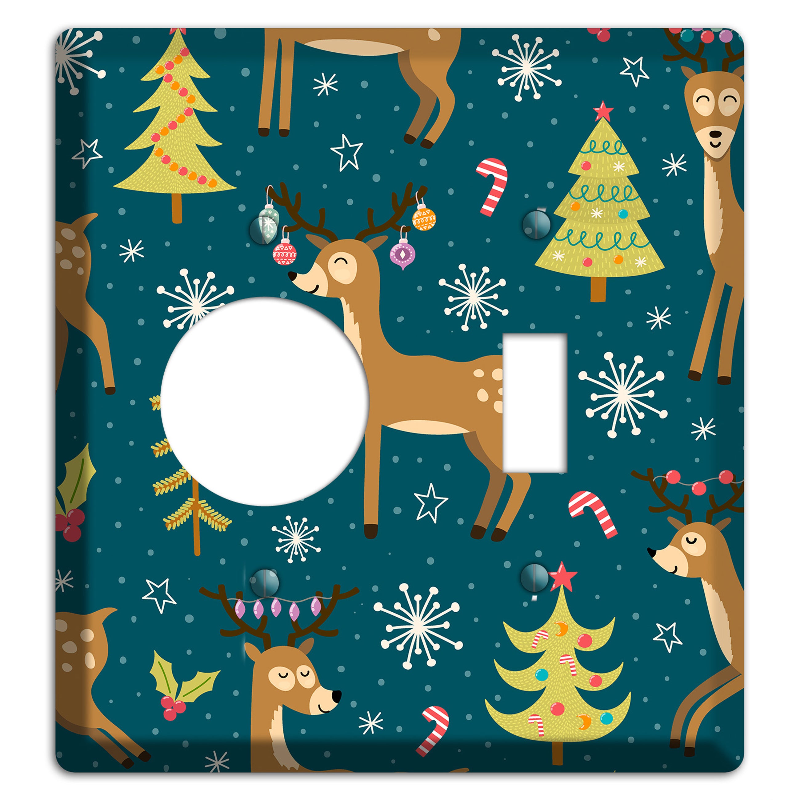 Reindeer Parade (Teal) Receptacle / Toggle Wallplate